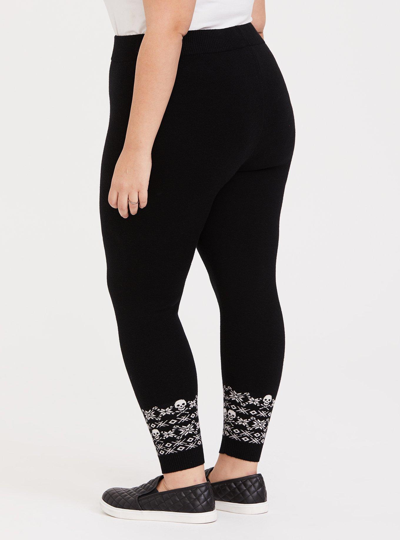 Plus Size - Sweater-Knit Legging – Fair Isle Skull Black & White