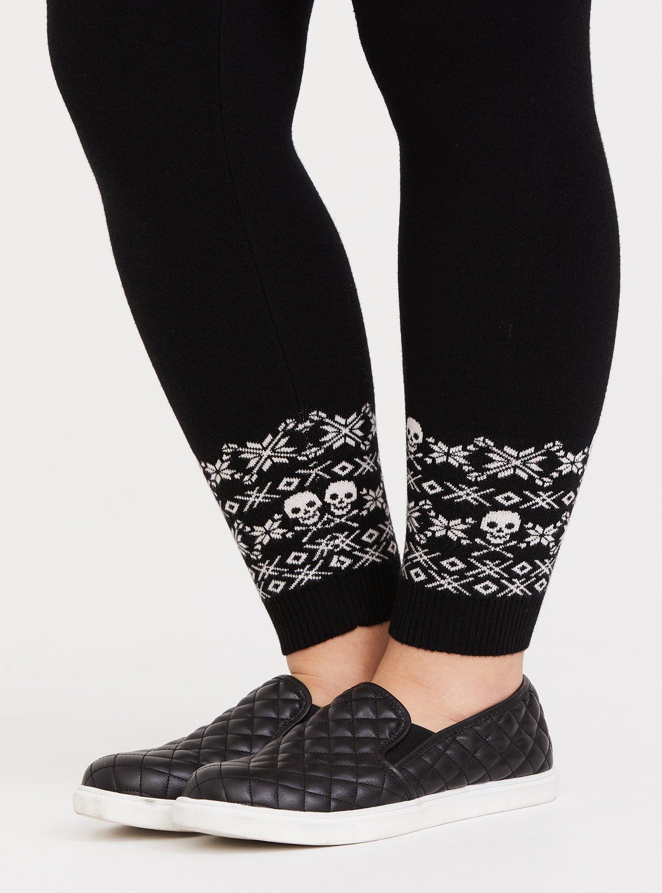 Plus Size - Sweater-Knit Legging – Fair Isle Skull Black & White - Torrid