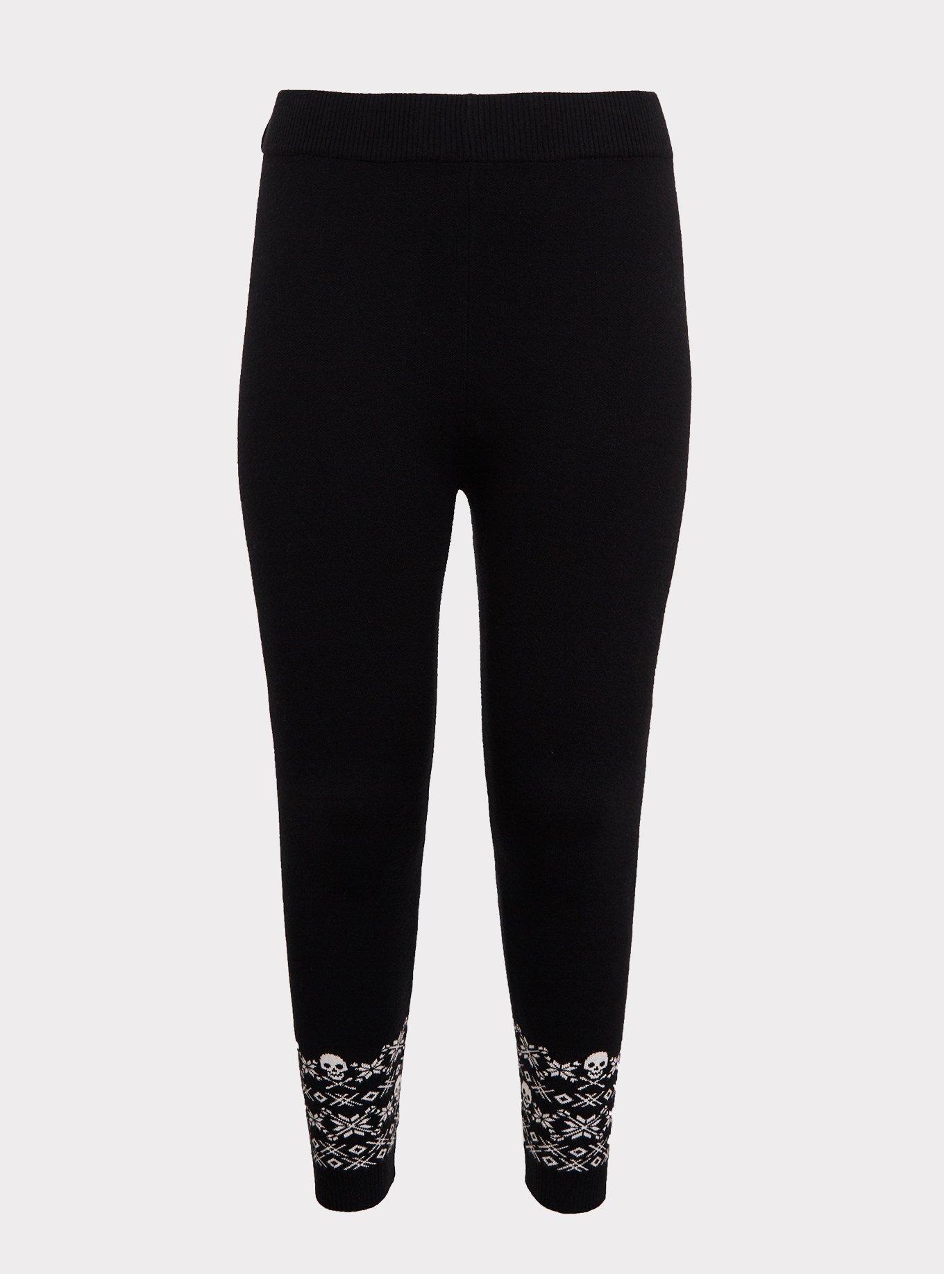 Plus Size - Sweater-Knit Legging – Fair Isle Skull Black & White