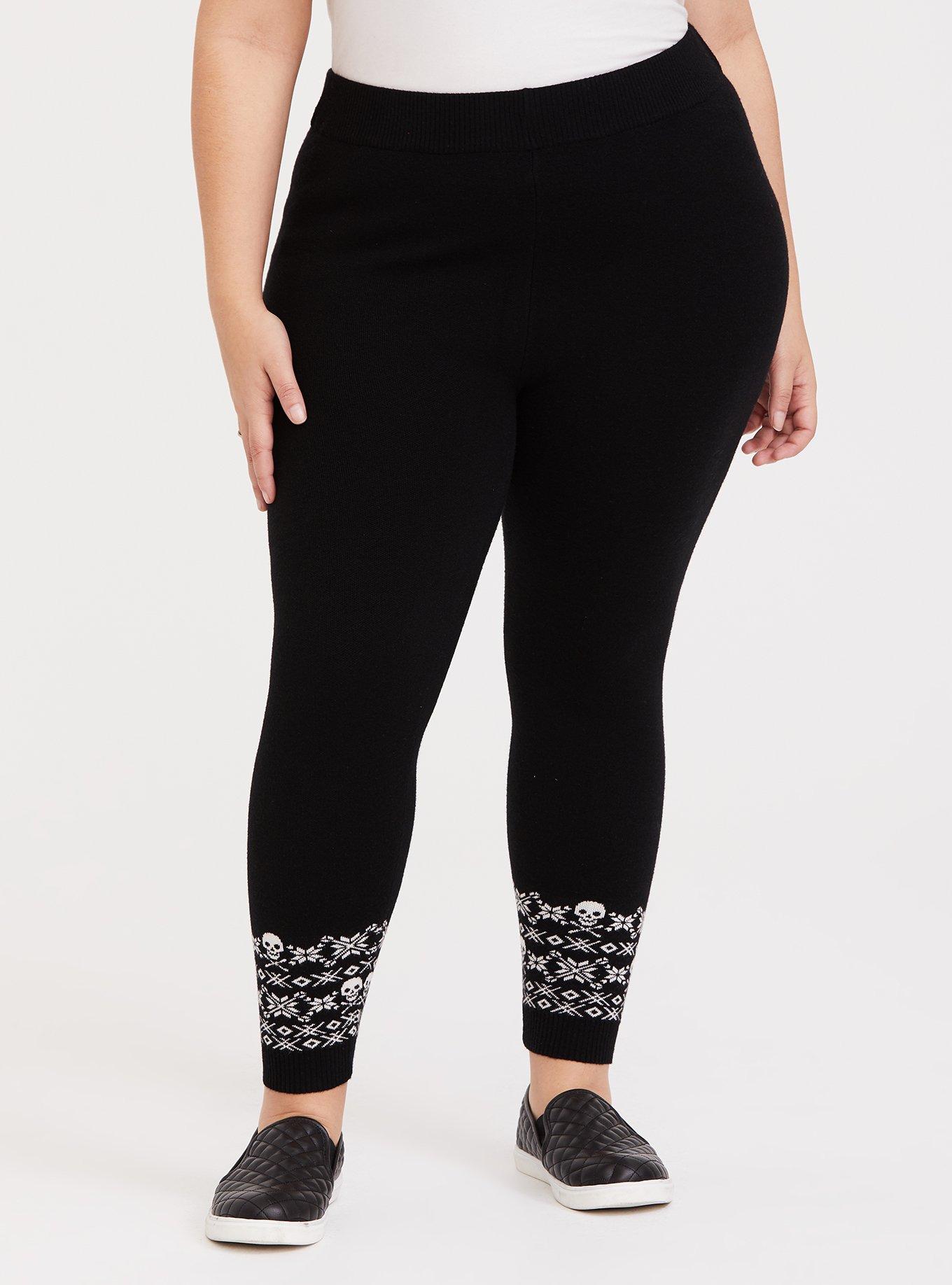 Plus Size - Sweater-Knit Legging – Fair Isle Skull Black & White - Torrid