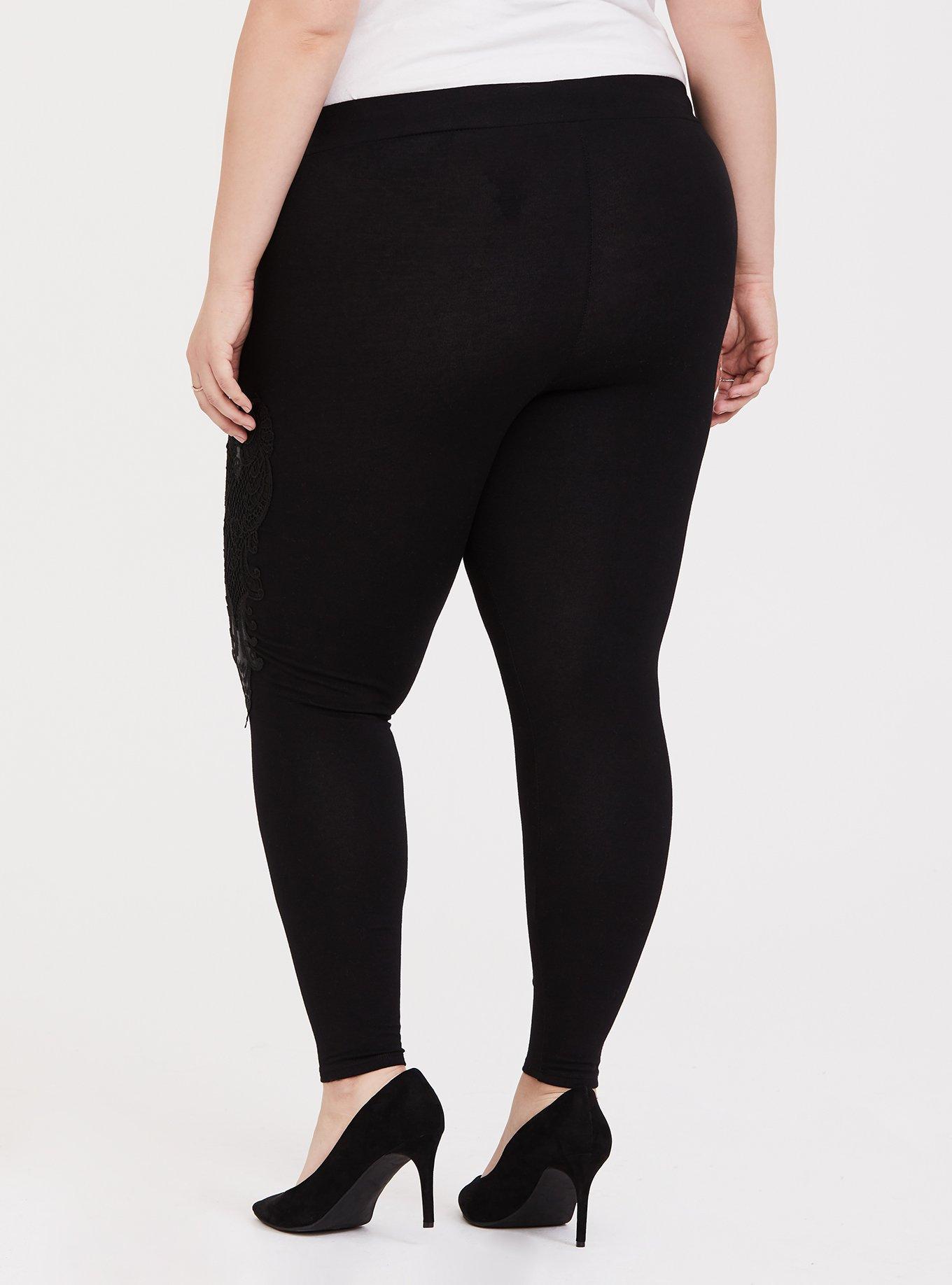 Plus Size - Black Side Mesh Inset Legging - Torrid