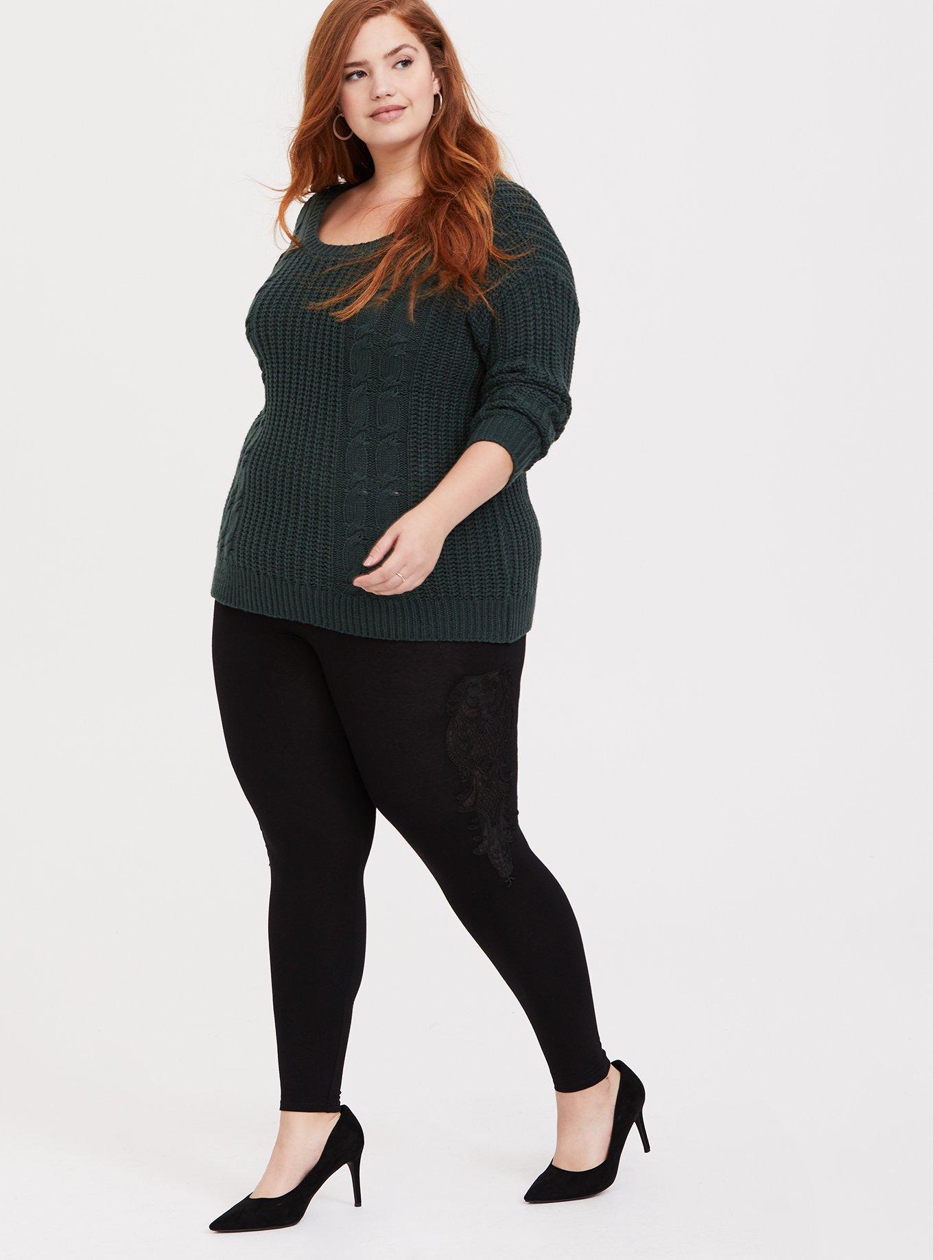 Plus Size - Black Mesh Inset Leggings - Torrid