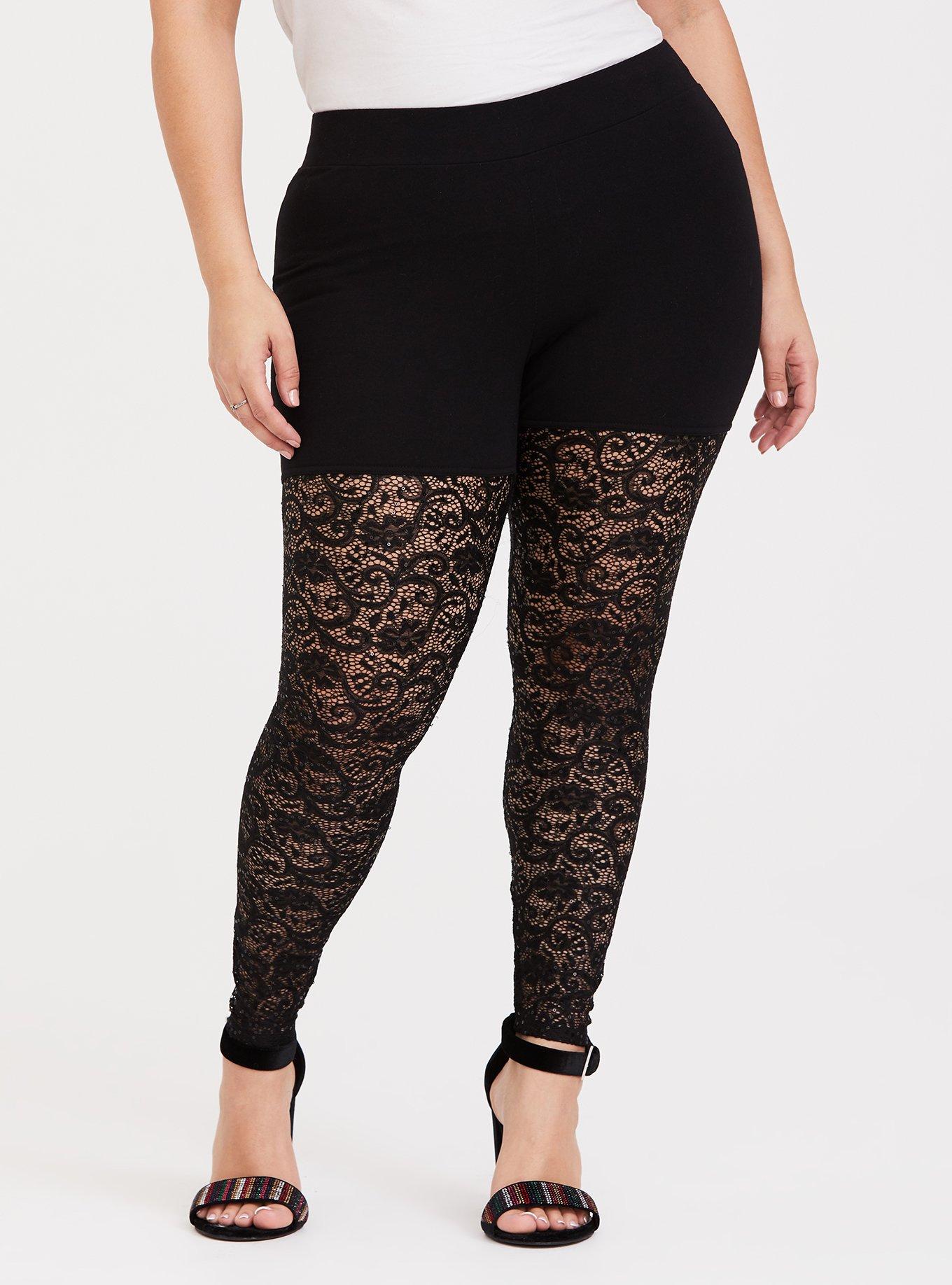 Plus Size - Premium Legging - Sequin Lace Black - Torrid