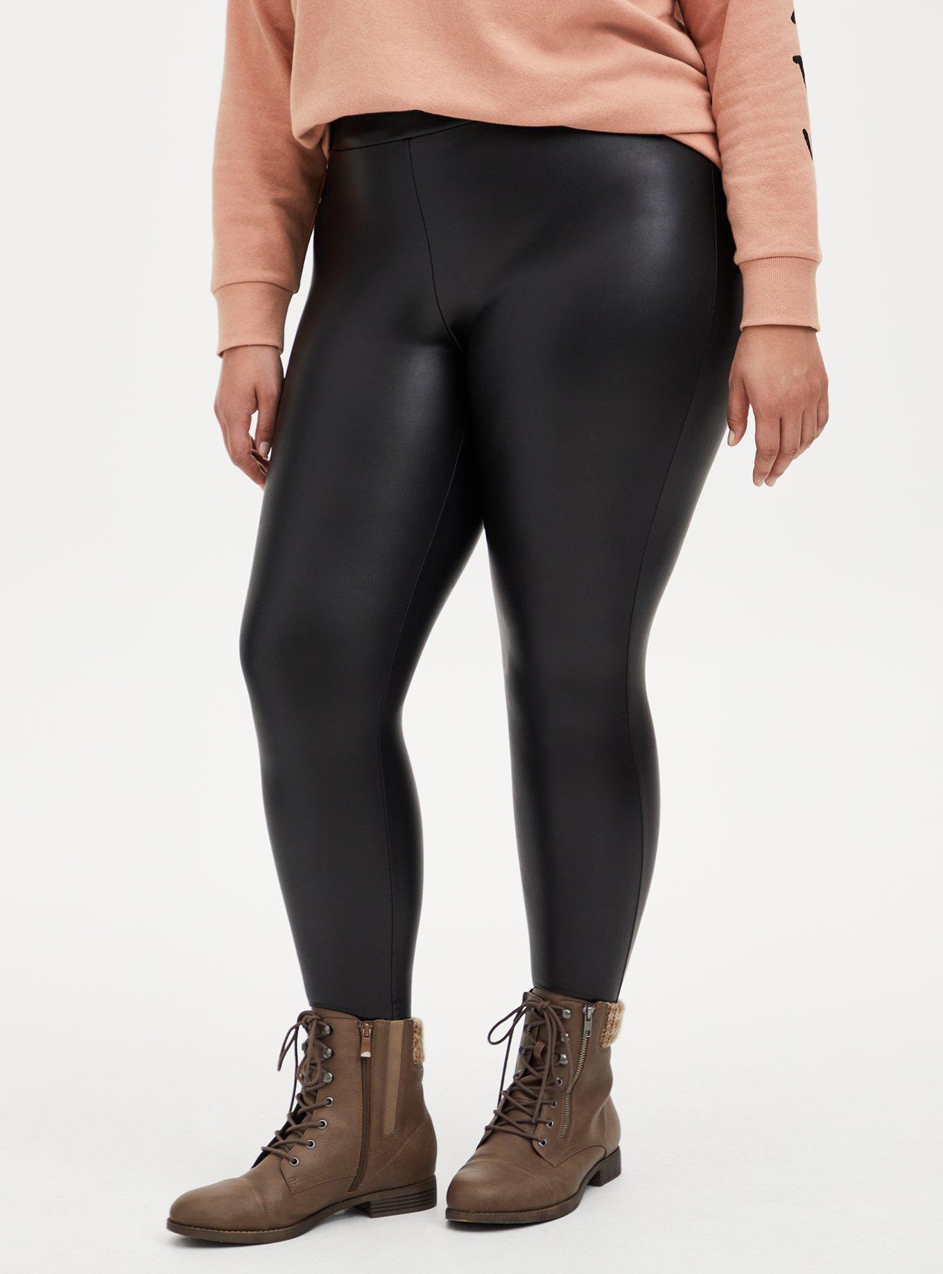 Plus Size - Platinum Legging – Faux Leather Fleece Lined Black - Torrid