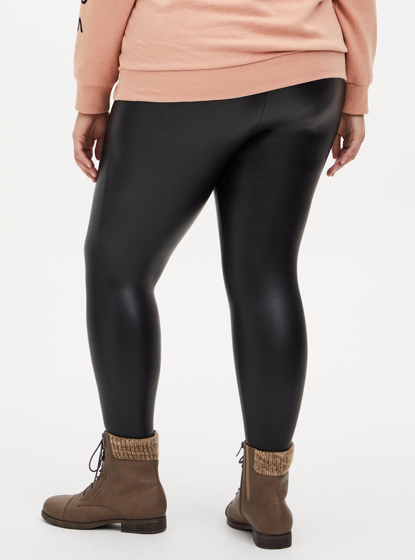 Plus Size - Platinum Legging – Faux Leather Fleece Lined Black - Torrid