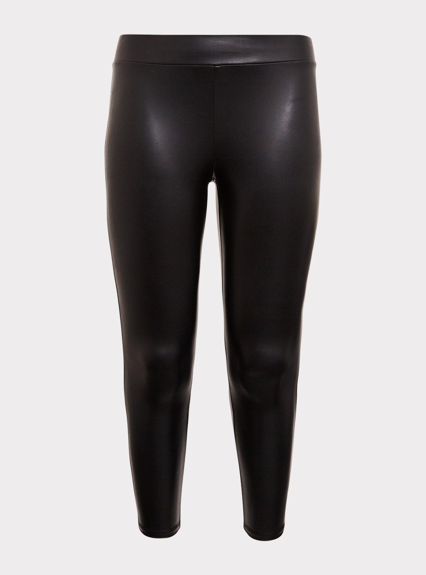 Plus Size - Platinum Legging – Faux Leather Fleece Lined Black - Torrid