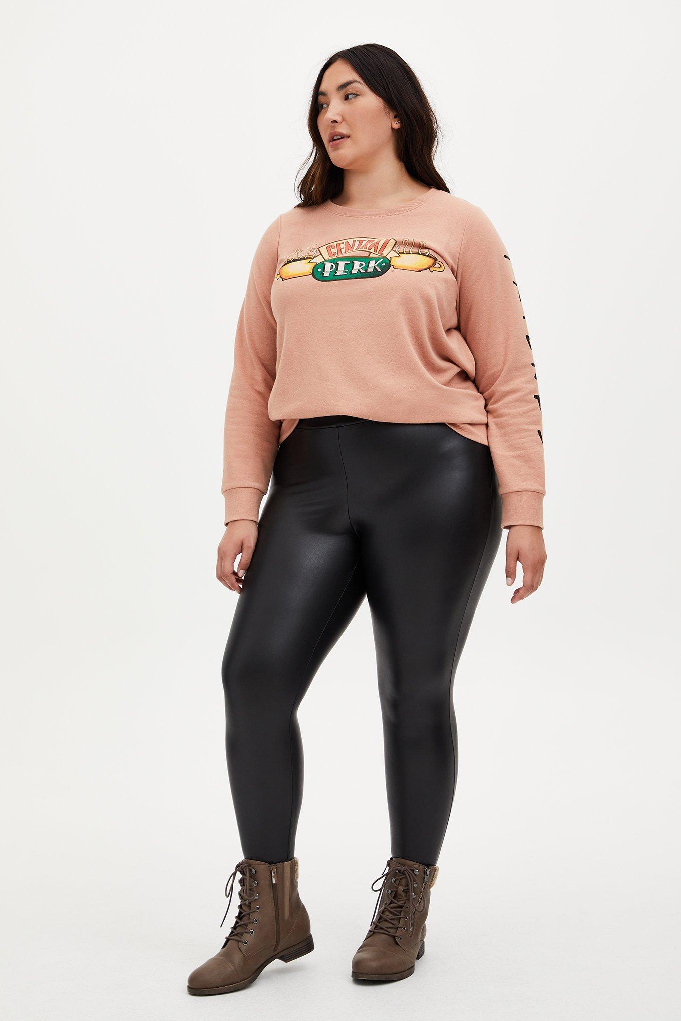Plus Size Platinum Legging Faux Leather Fleece Lined Black Torrid