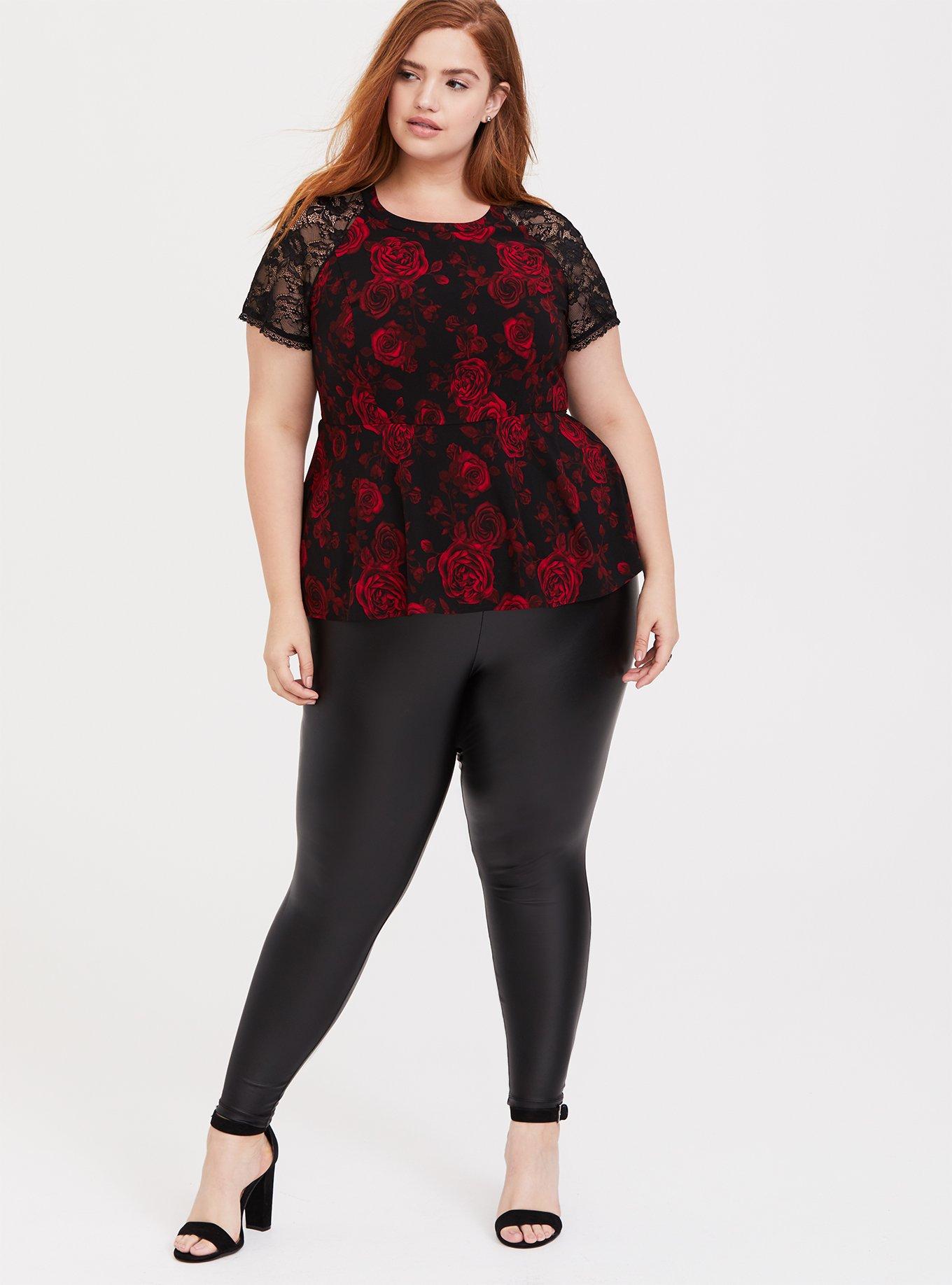 Plus Size - Peplum Crepe Lace Sleeve Top - Torrid