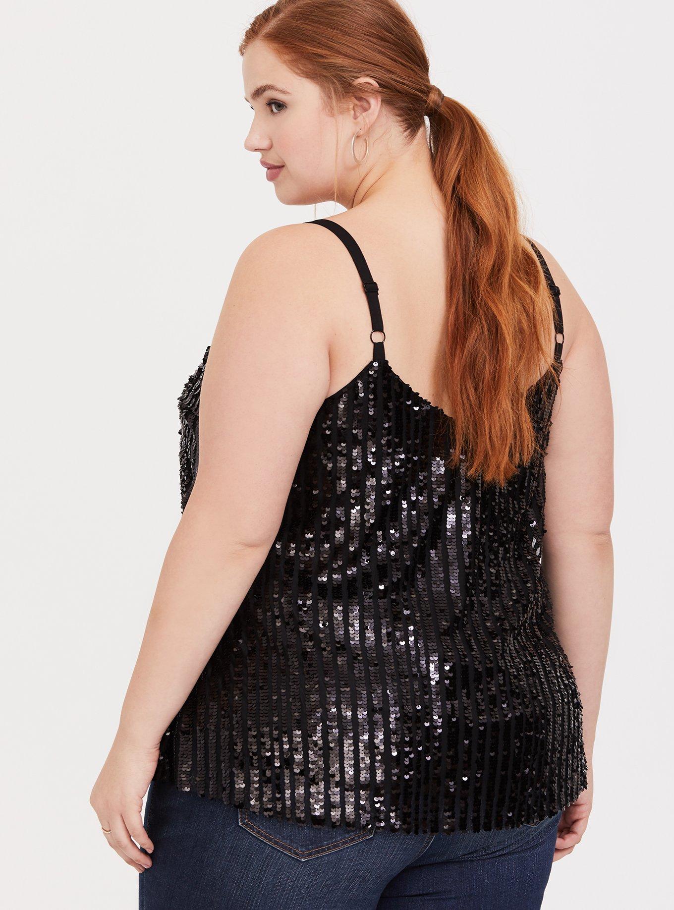 sequin cami black