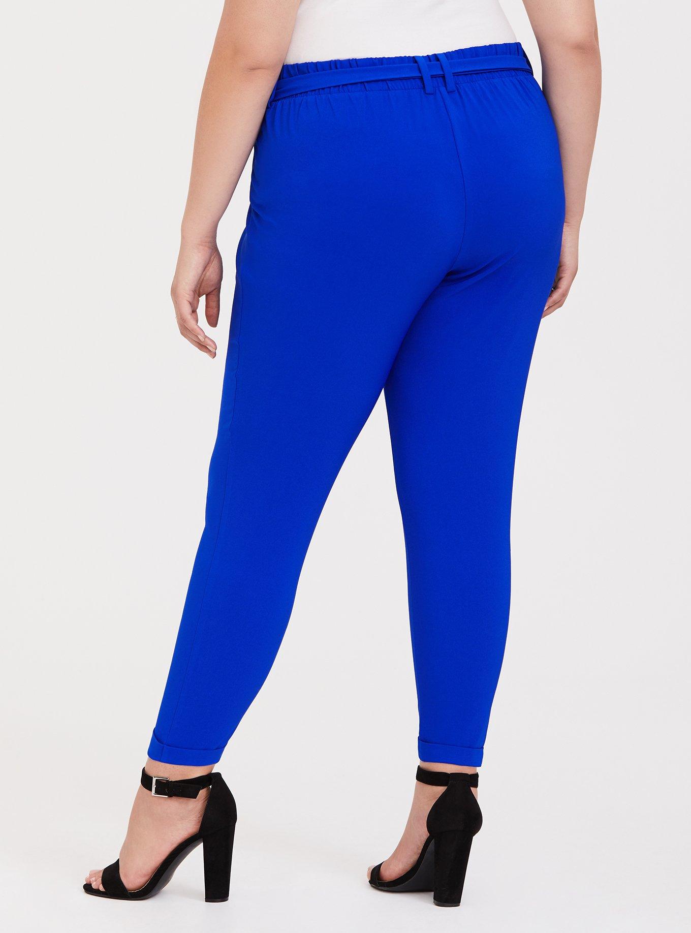 Plus Size - Electric Blue Crepe Tie Front Tapered Pant - Torrid