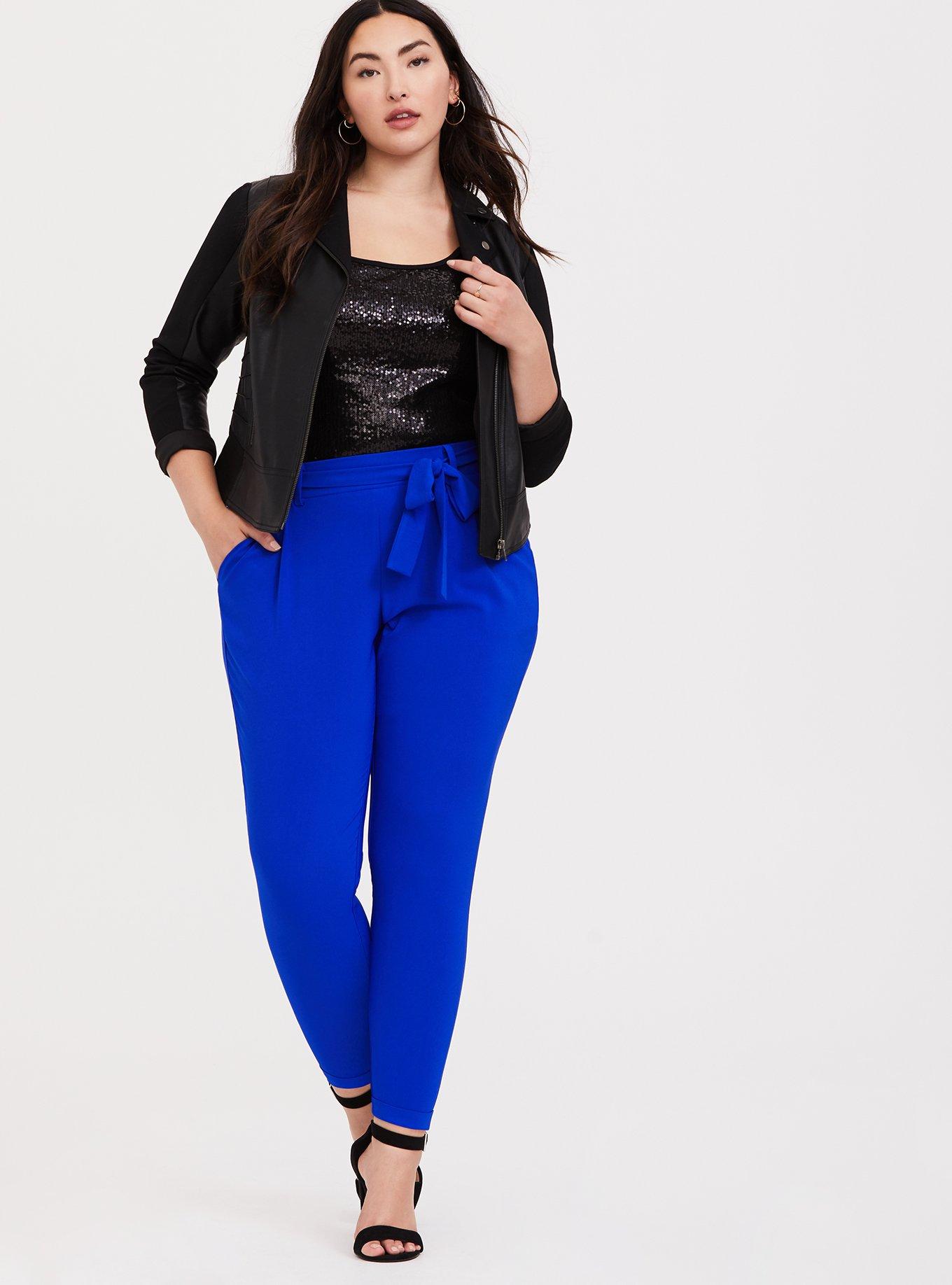 Plus Size - Pull-On Taper Stretch Crepe High-Rise Tie-Front Pant - Torrid