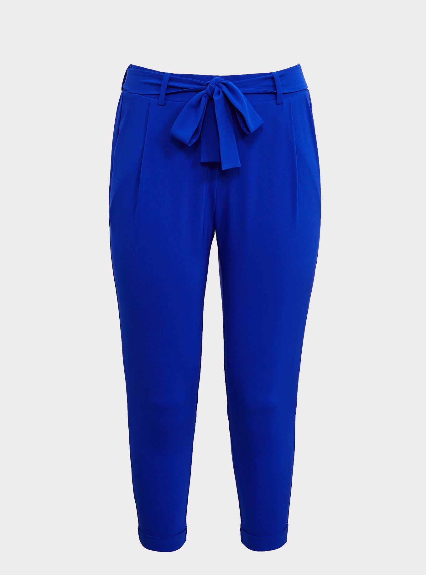 Torrid Womens Pants 16 Trousers Blue Linen Blend Pleated Tapered Elastic  Waist