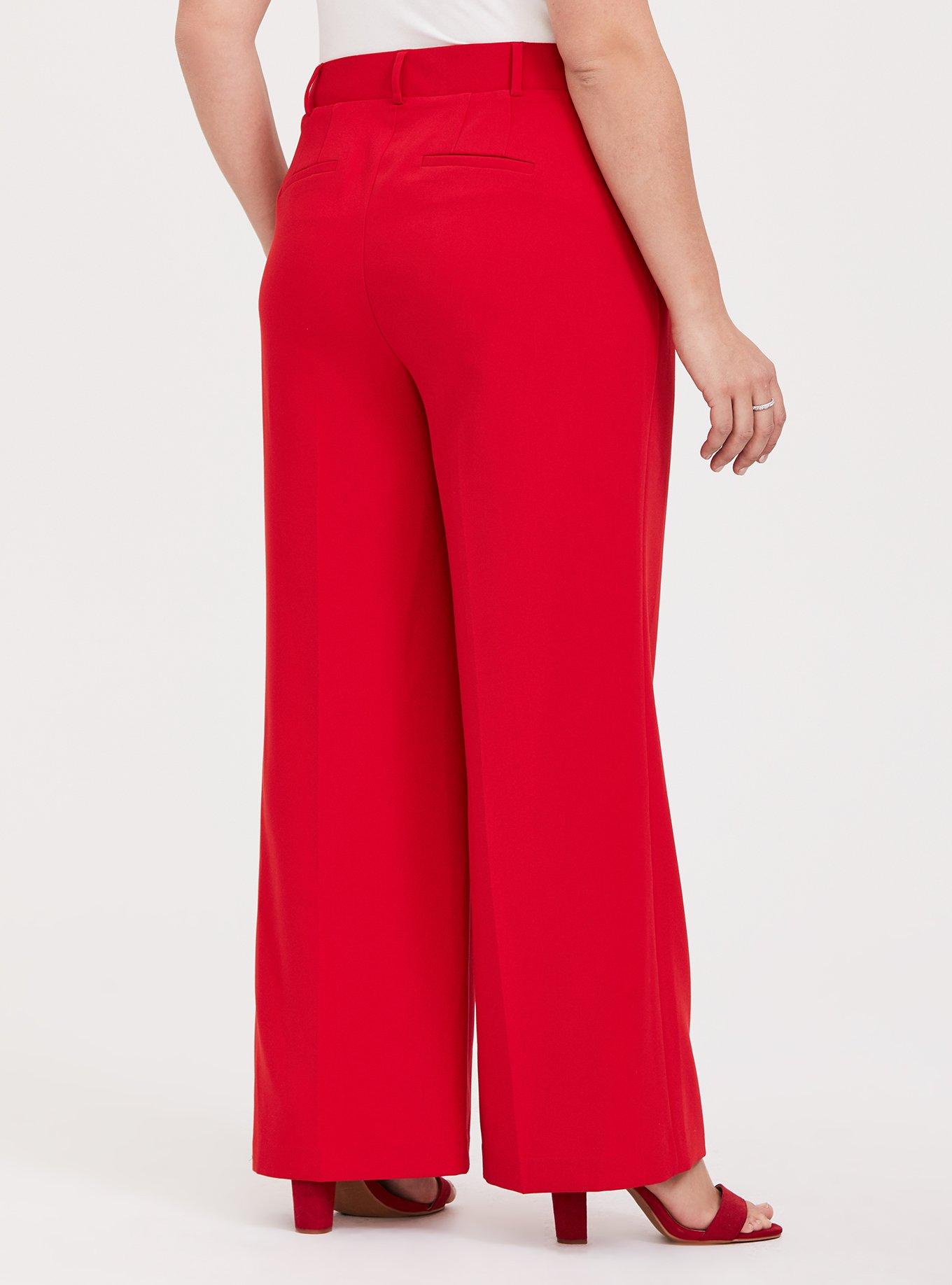 Plus Size - Red Structured Woven Wide Leg Pant - Torrid