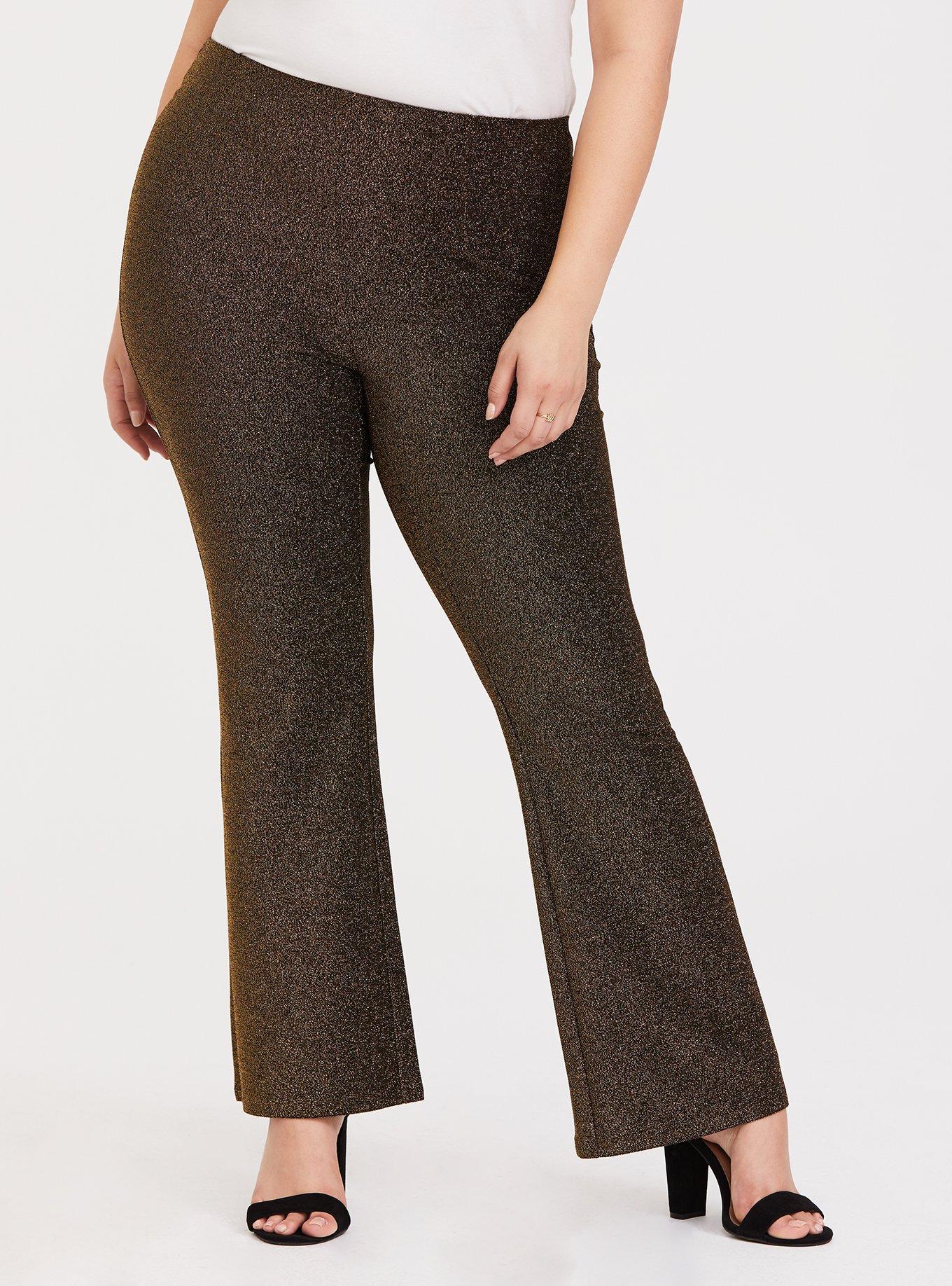 Gold Shiny Fit & Flare Pant, GOLD, alternate