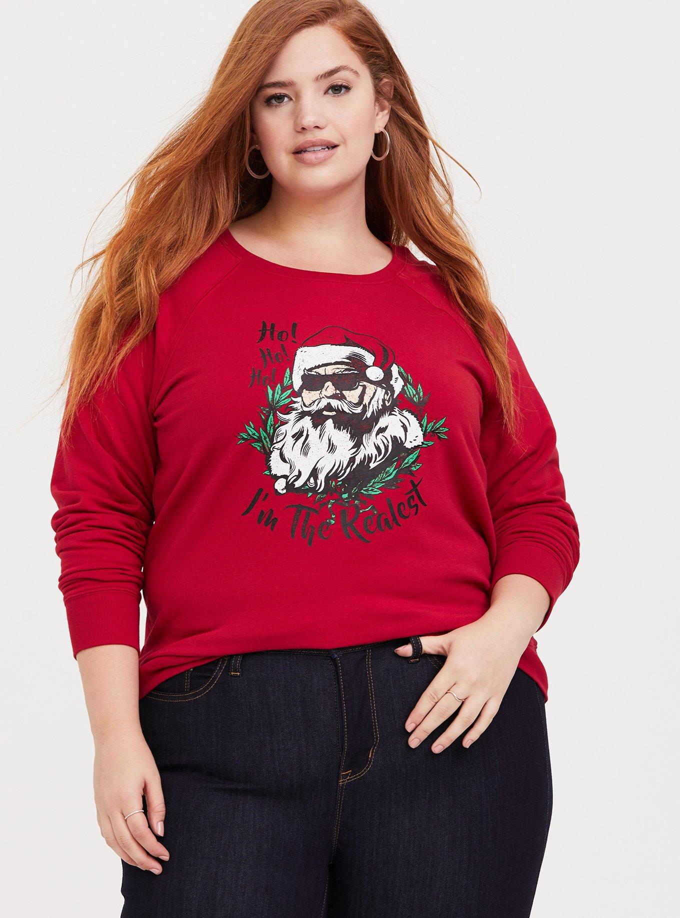 Ladies Christmas Hoodie Sweatshirt Fall And Winter Santa Printed Pullover  Long Sleeved Plus Size Cyber Of Day Deal