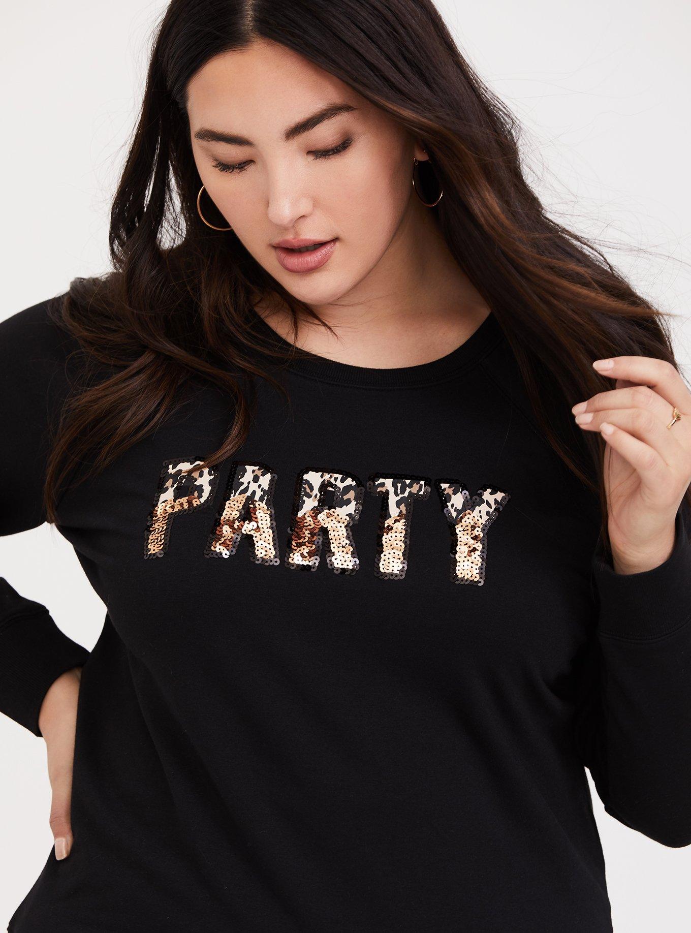 Plus Size Black Sequin Hoodie