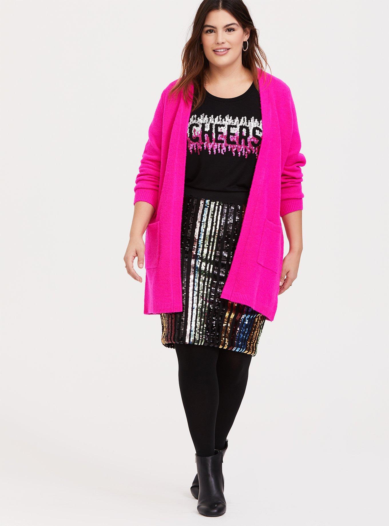 Super Soft Cheers Black Slim Fit Sequin Tee, DEEP BLACK, alternate