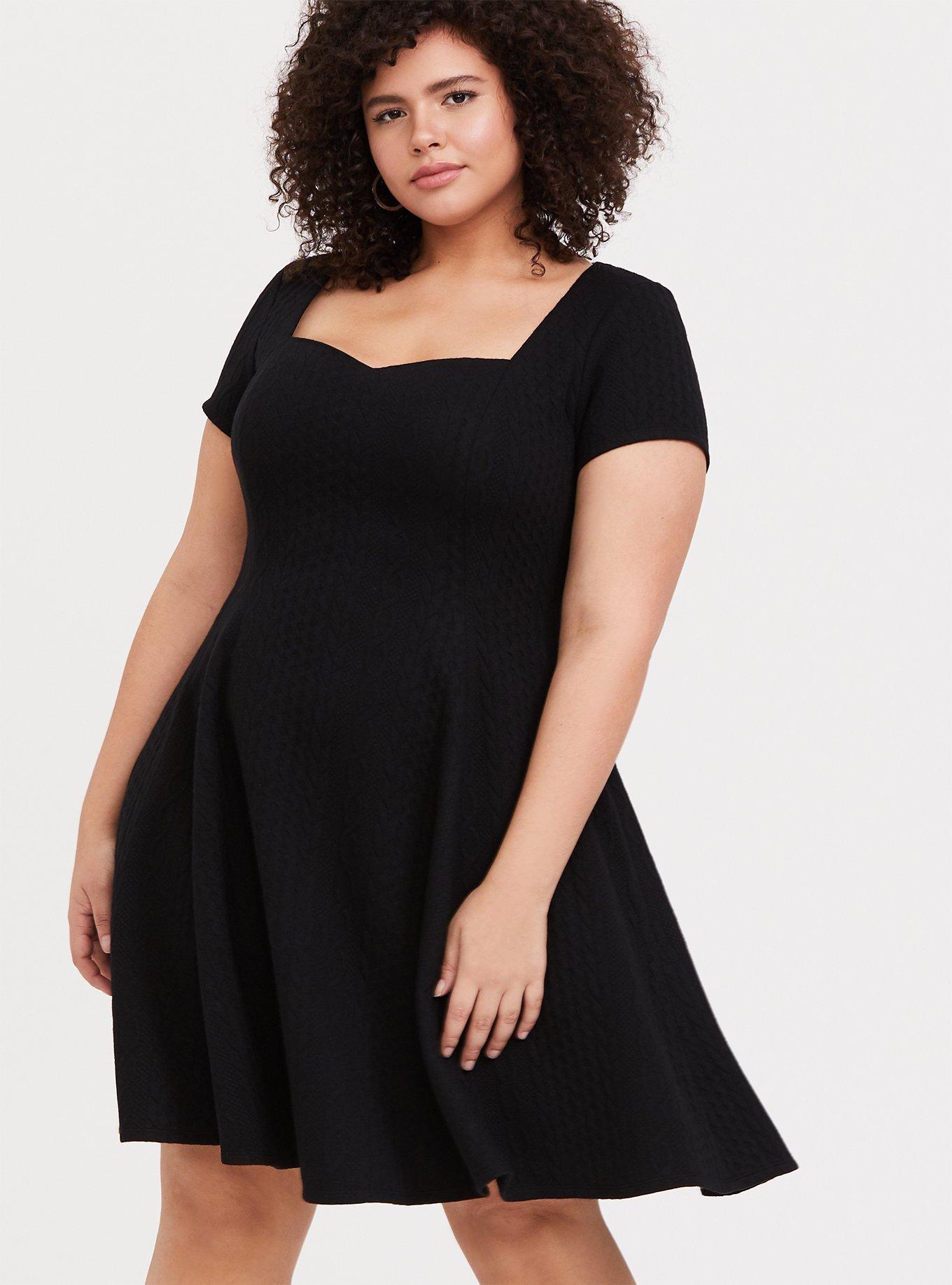 Plus Size - Mini Textured Knit Skater Dress - Torrid