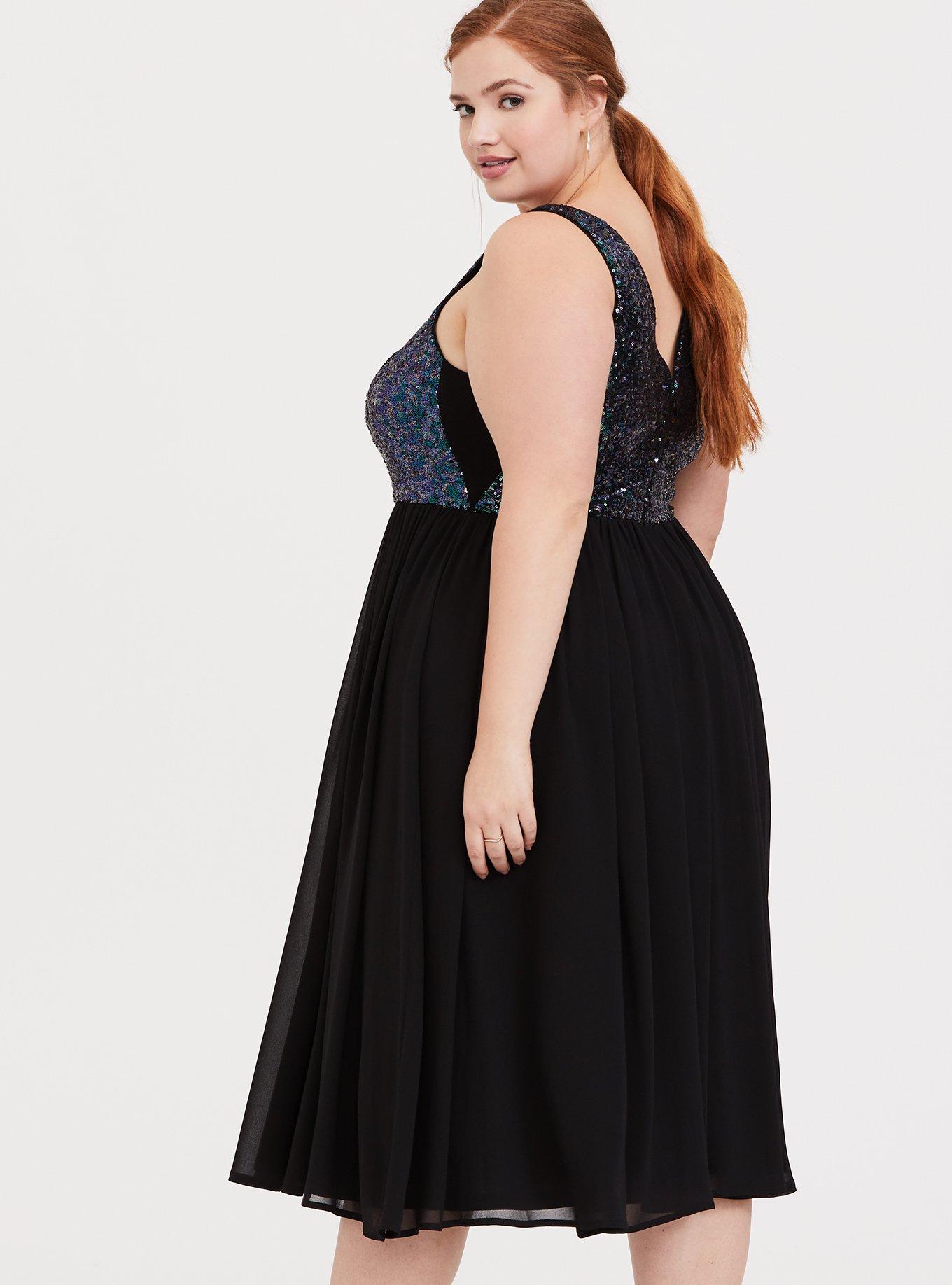 black chiffon skater dress Black Chiffon Ruffle Skater Dress