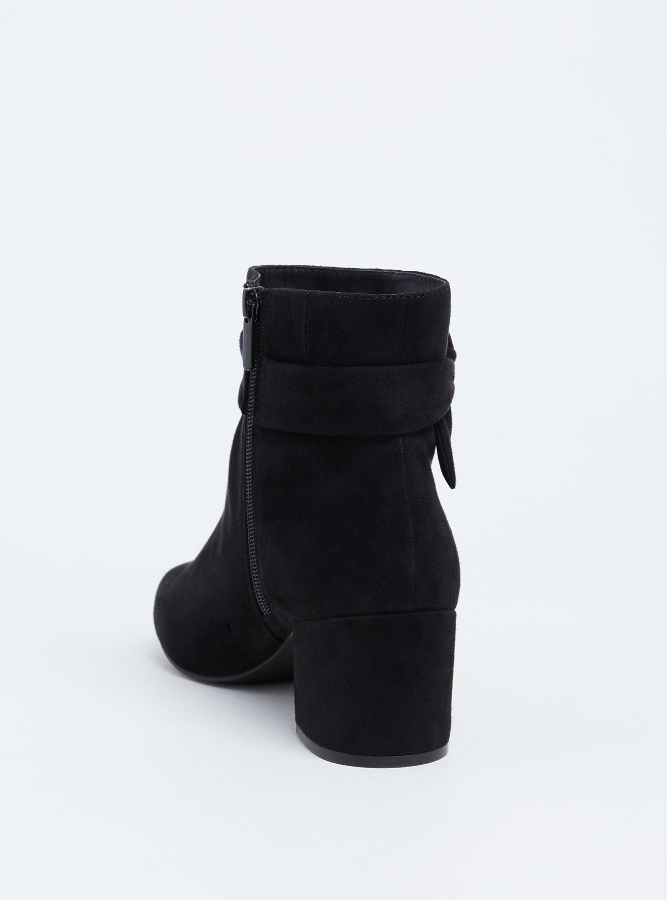 Plus Size Velvet Bow Bootie (WW), BLACK, alternate