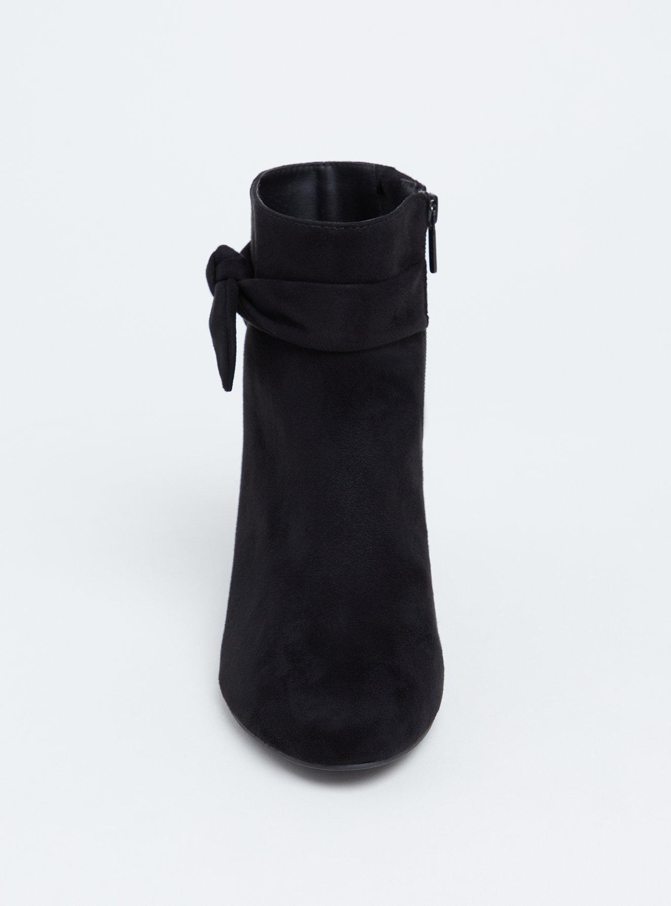 Plus Size Velvet Bow Bootie (WW), BLACK, alternate