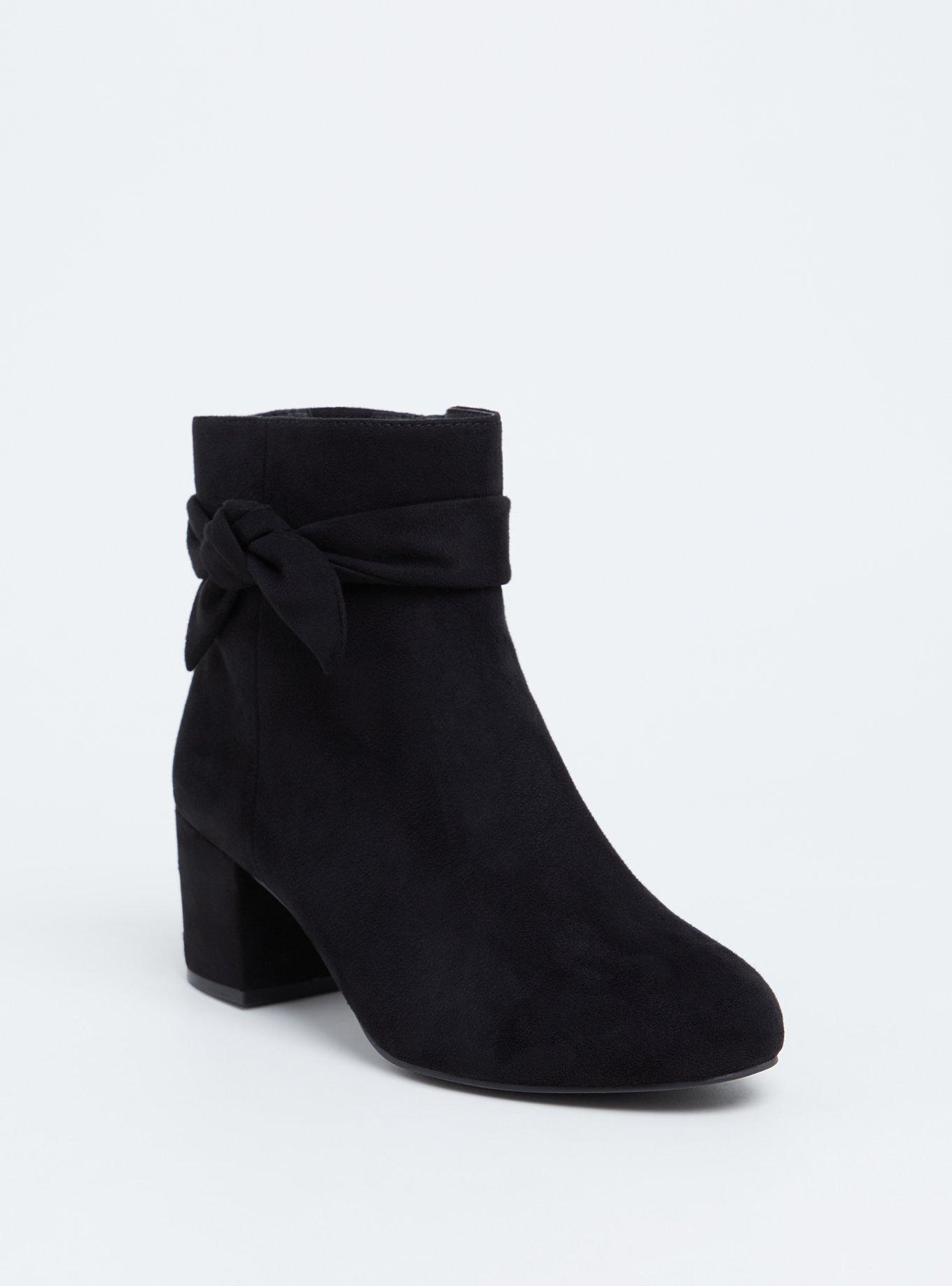 Plus Size Velvet Bow Bootie (WW), BLACK, hi-res