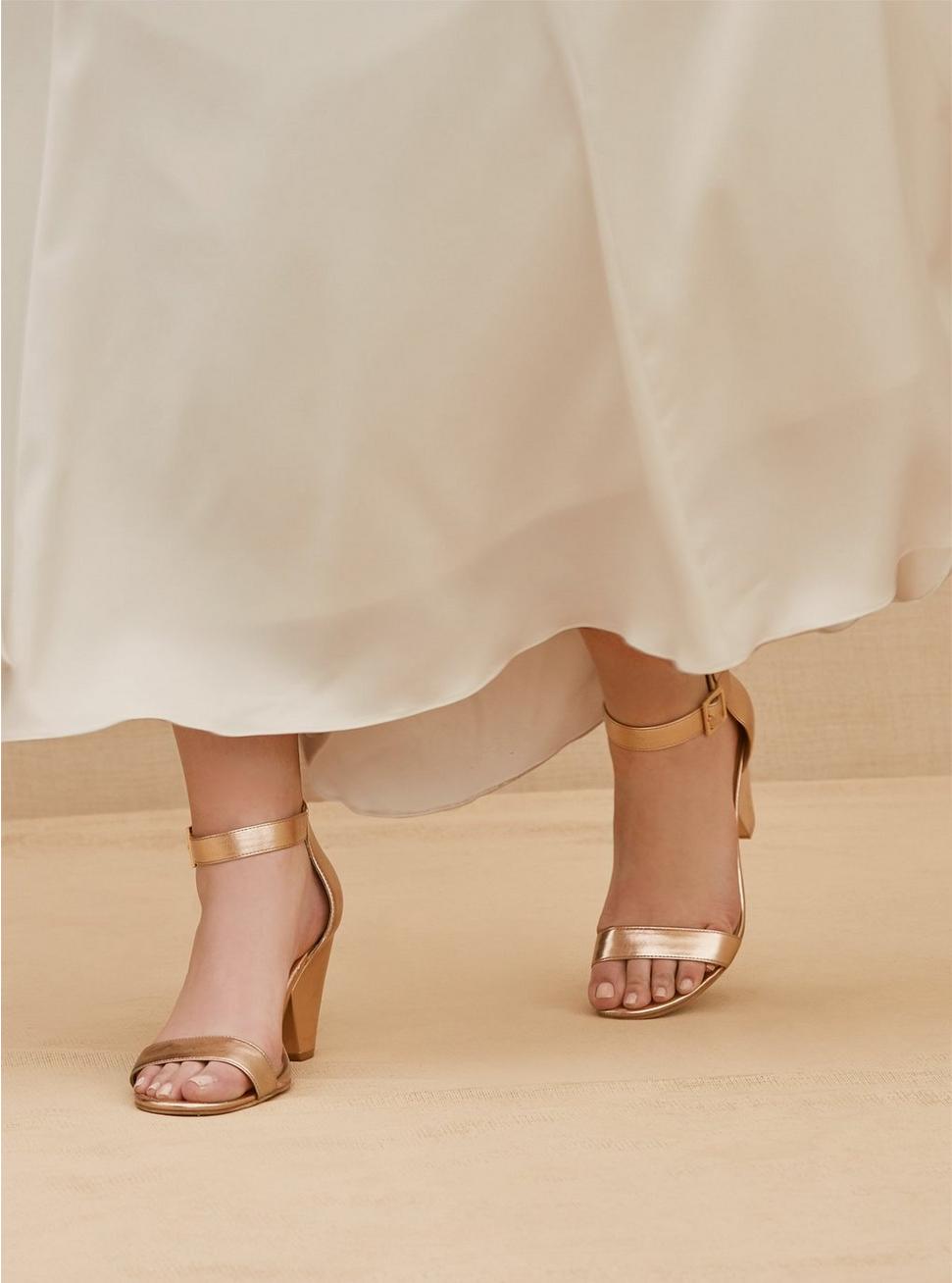 Ankle Strap Cone Heel Sandal (WW), ROSE GOLD, hi-res