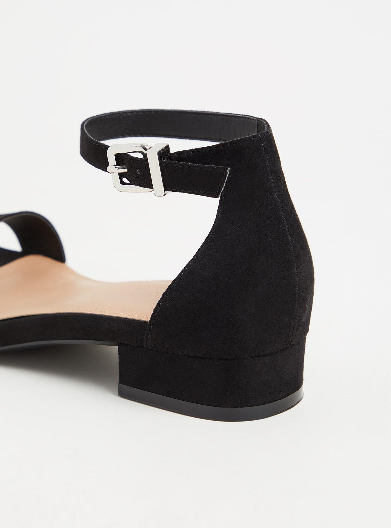 Black strap low heels best sale