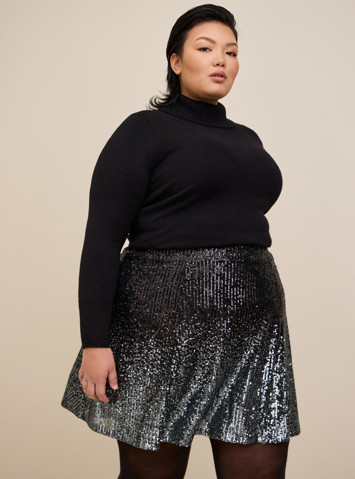 Plus size 2025 sequin skater skirt