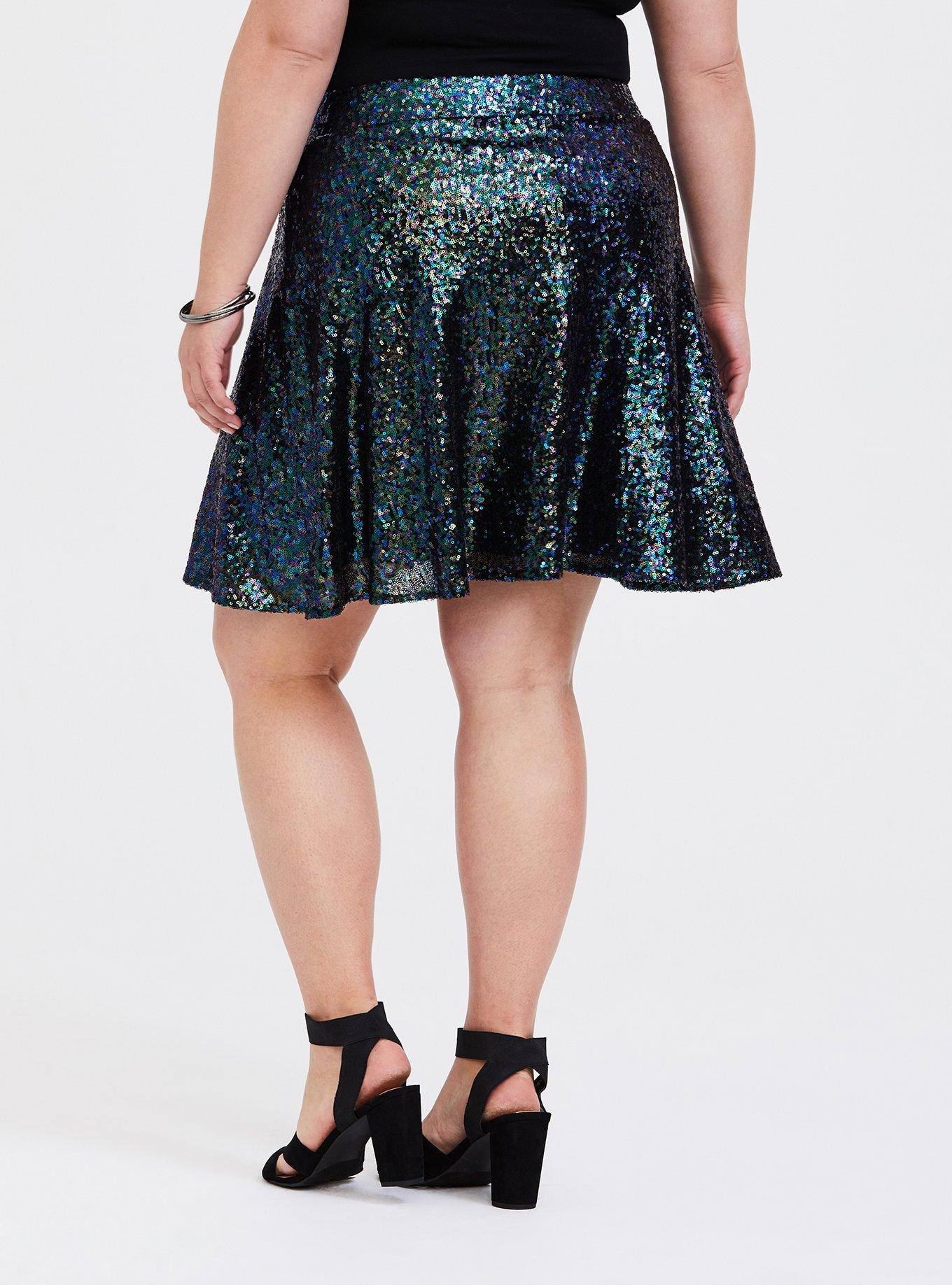 Plus size shop sequin skater skirt