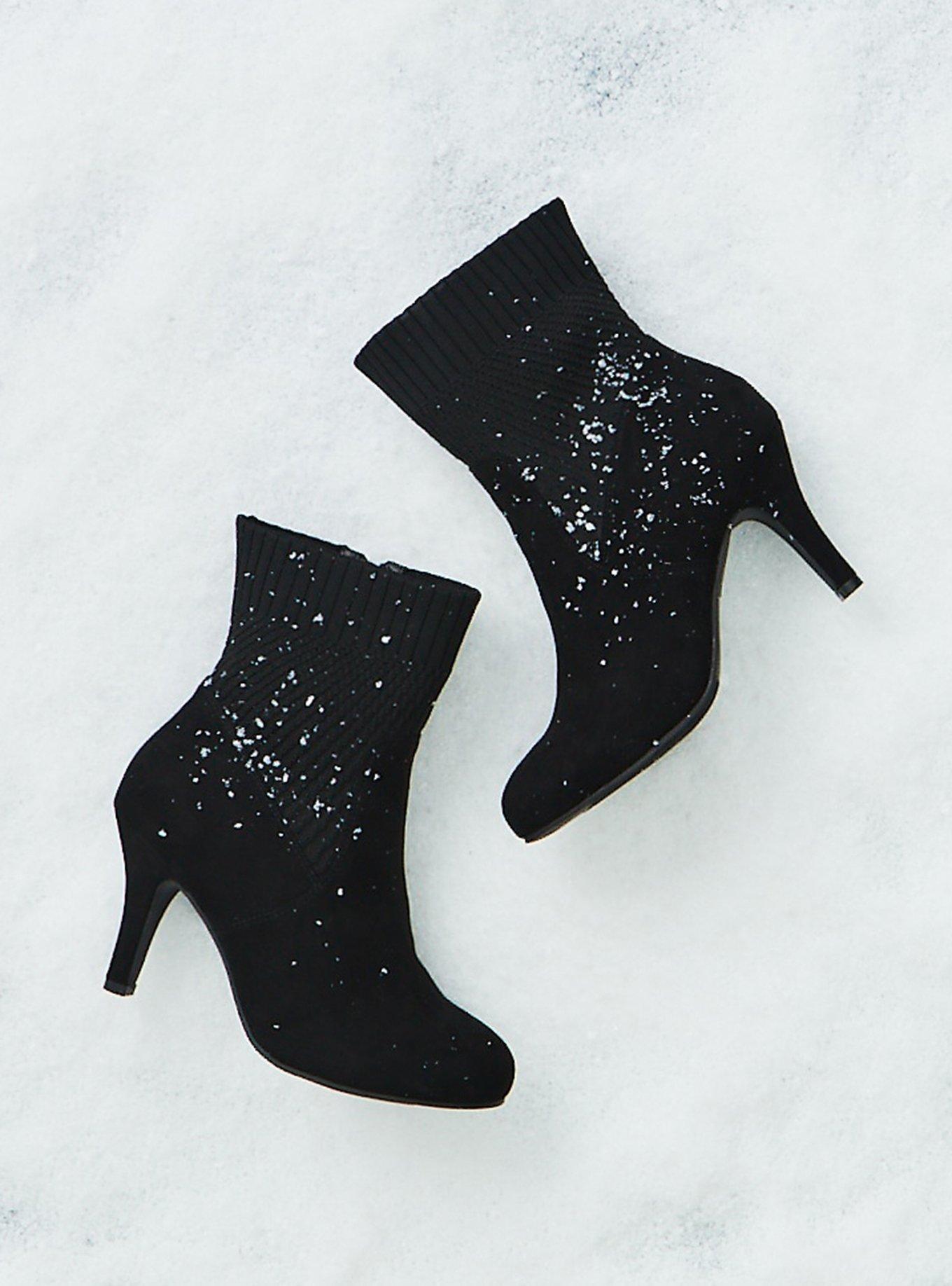 Black suede sock bootie hot sale