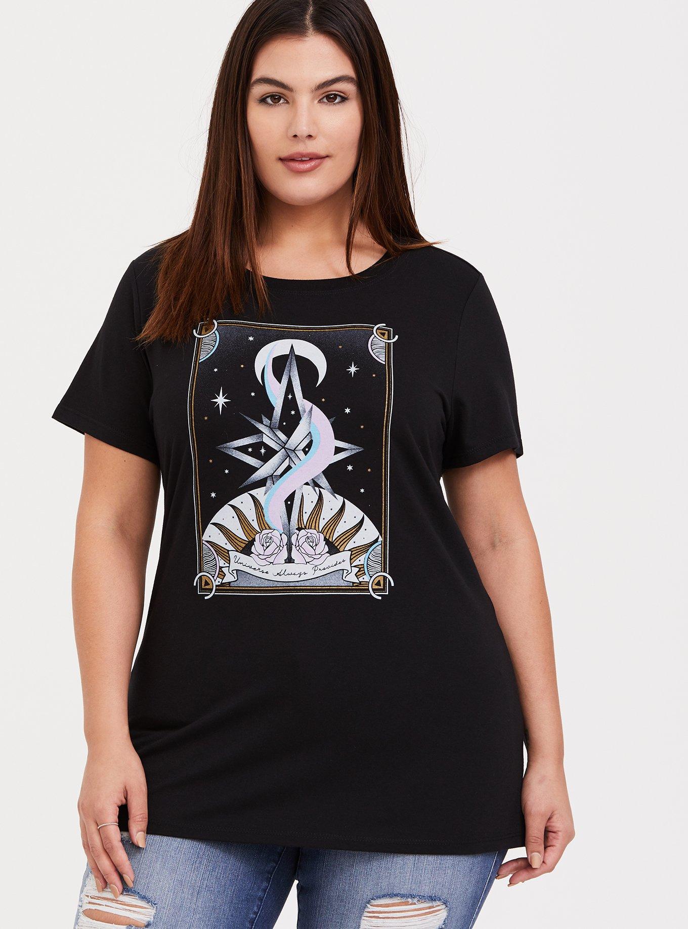 Plus Size - Celestial Tarot Black Slim Fit Crew Tee - Torrid