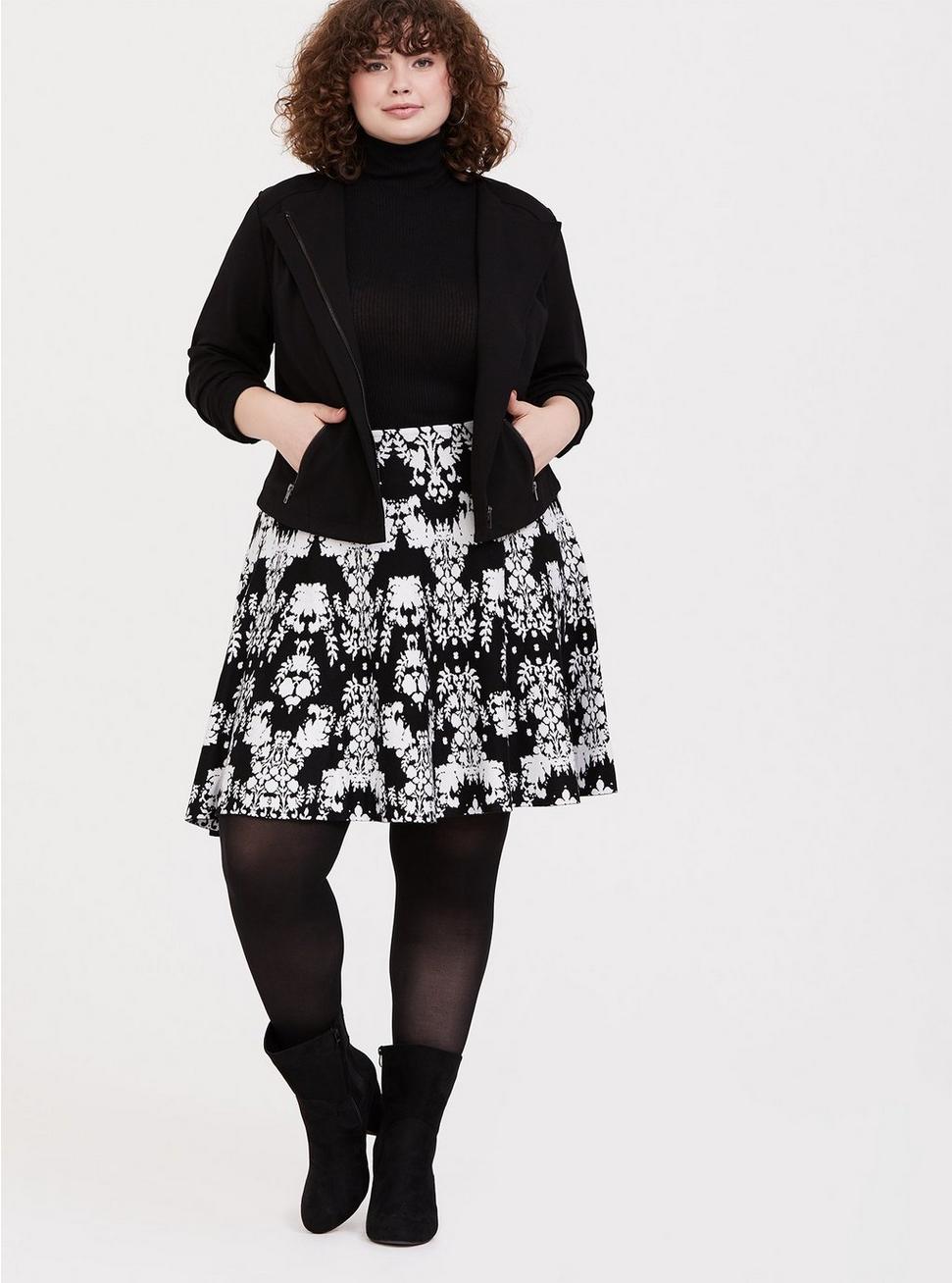 Plus Size - Black & White Print Sweater Mini Skirt - Torrid