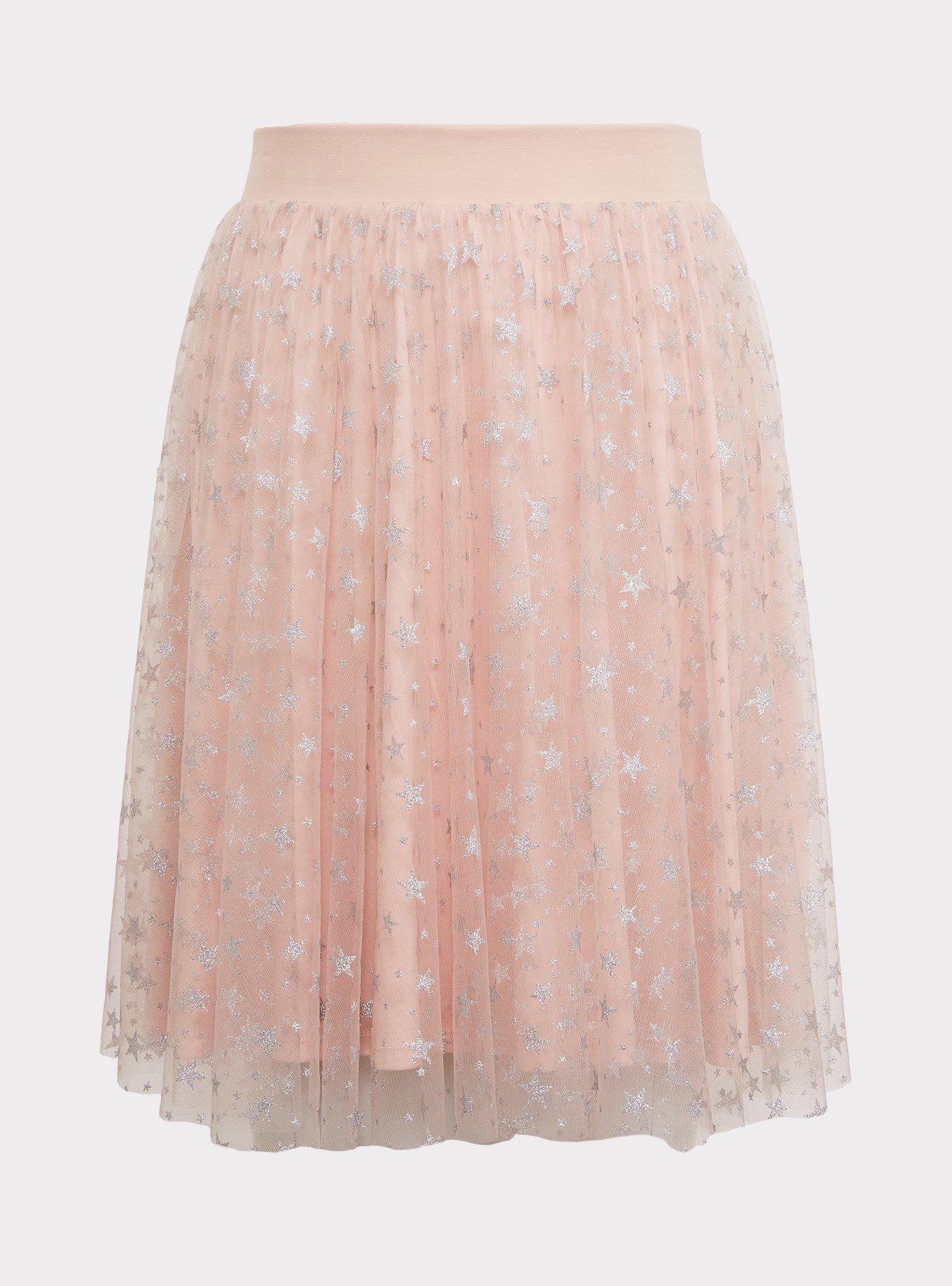 Plus Size Blush Pink Star Tulle Mini Skater Skirt Torrid