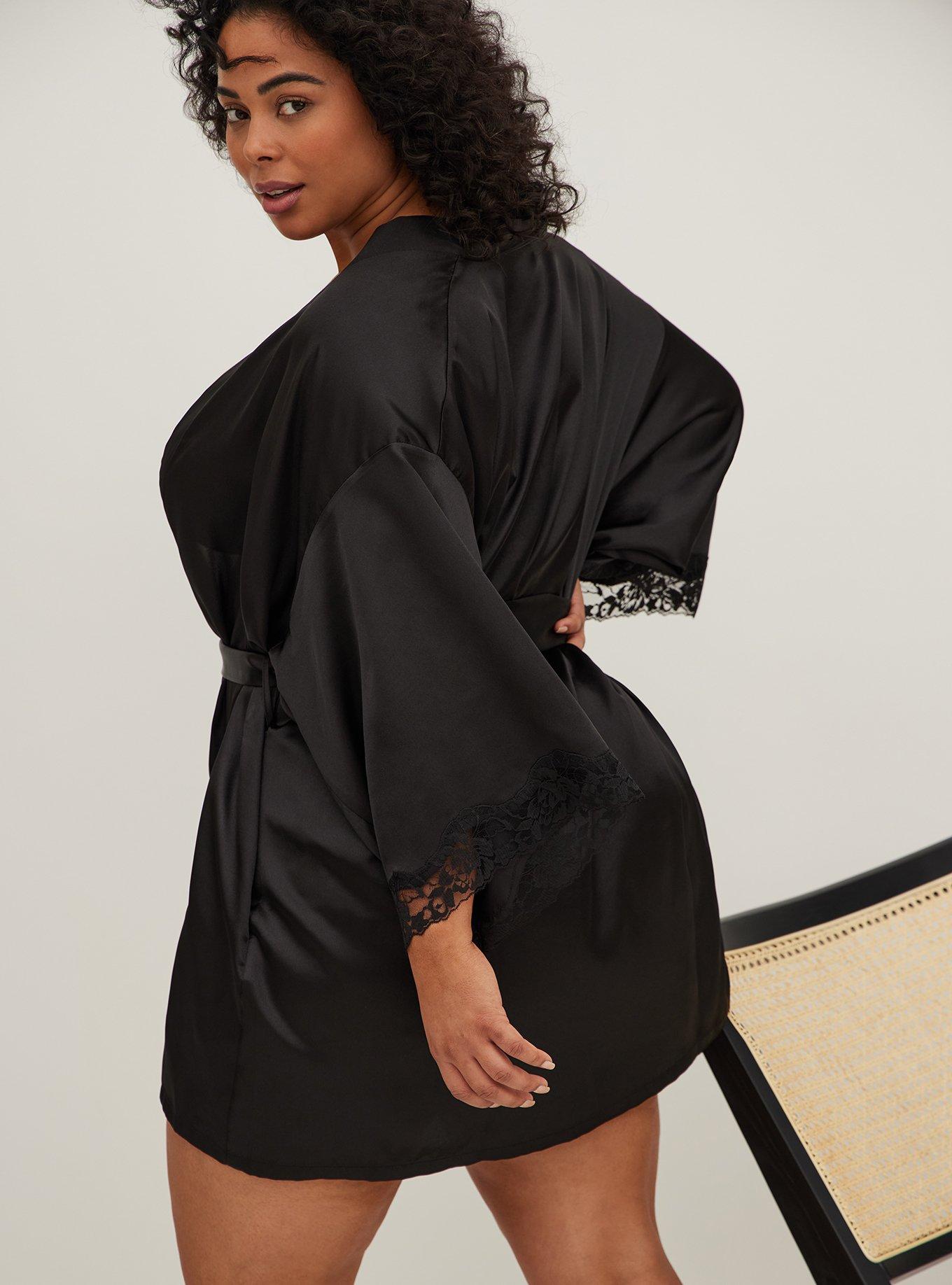 Plus Size Satin And Lace Short Lingerie Robe Torrid