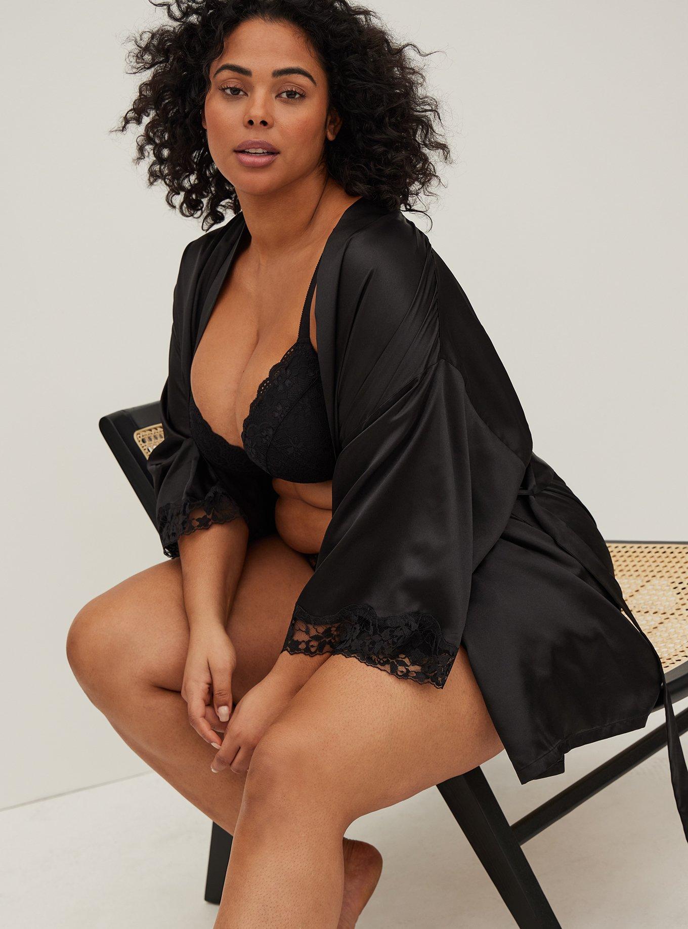 Robes Black Plus Size Sexy Lingerie (Women's)