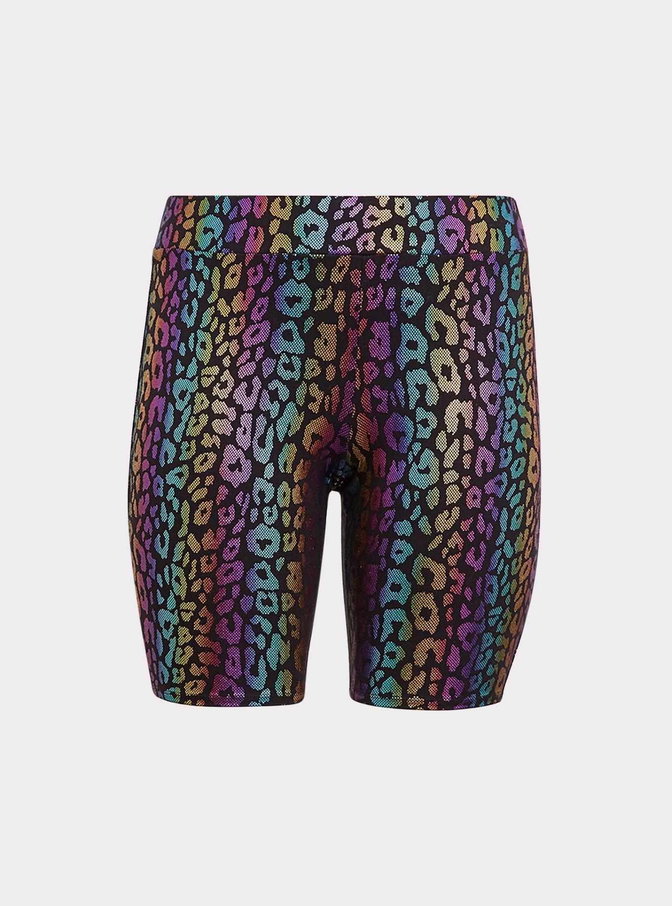 Plus Size Multi Metallic Leopard Bike Short, , hi-res