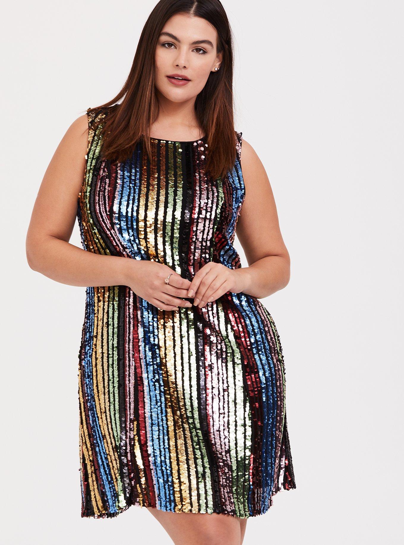 Shop Plus Size NYE Sequin Stripe Party Vest in Multi