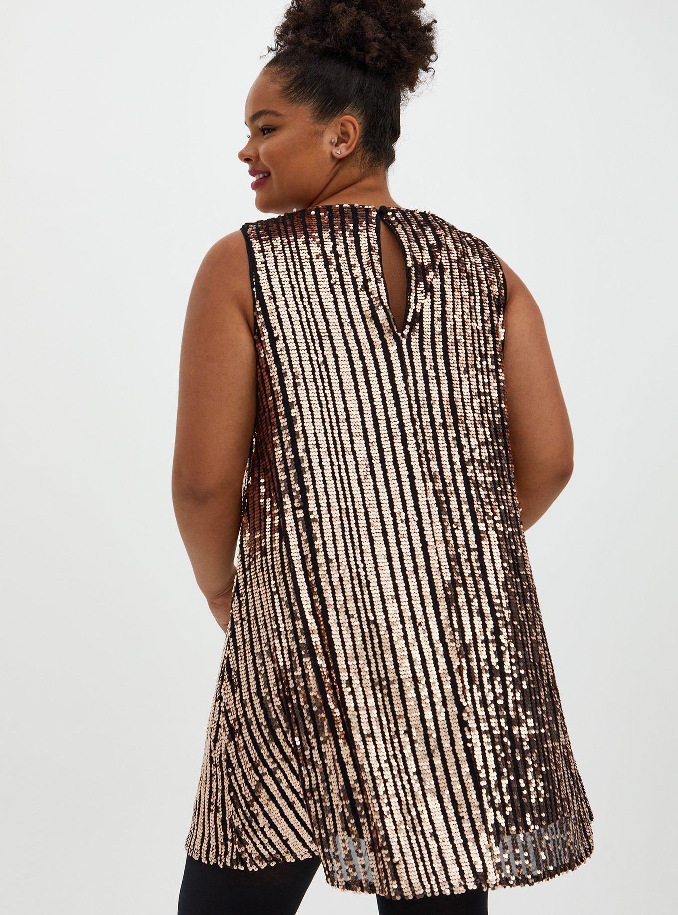 Mini Sequin Trapeze Dress, CHAMPANGE METALLIC, alternate