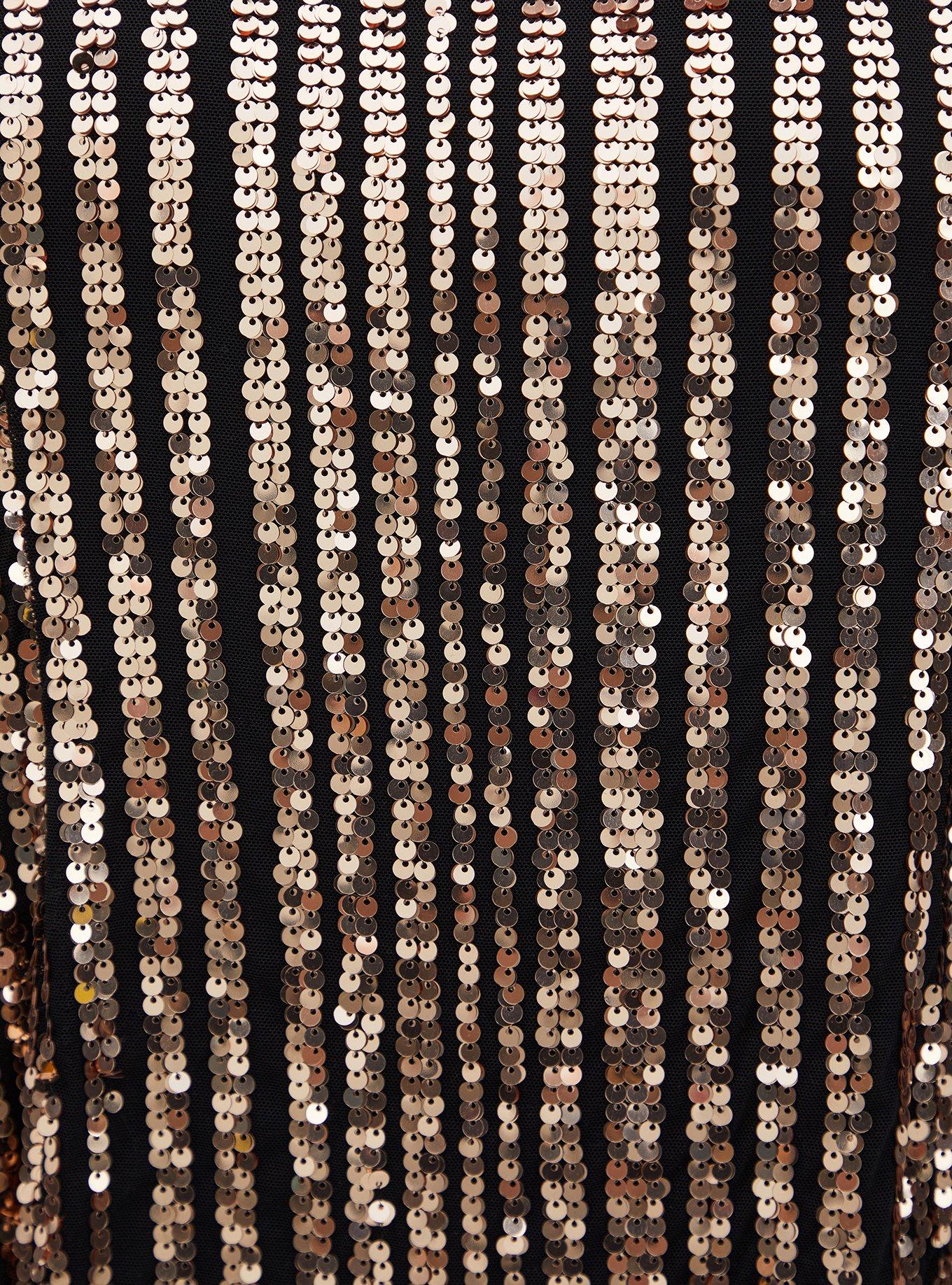 Mini Sequin Trapeze Dress, CHAMPANGE METALLIC, alternate