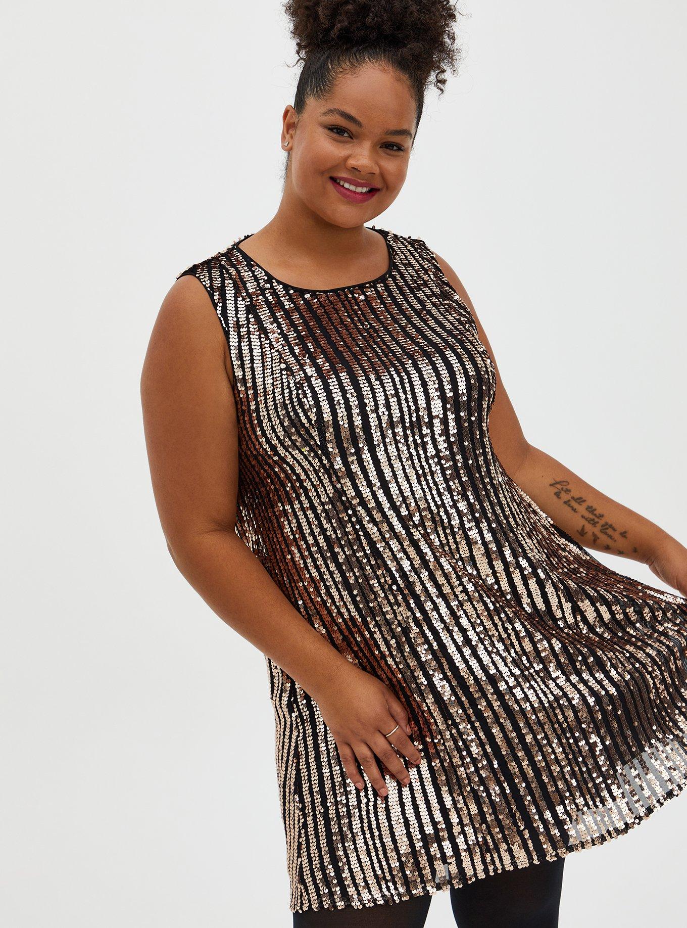 Shop Plus Size NYE Sequin Stripe Party Vest in Multi