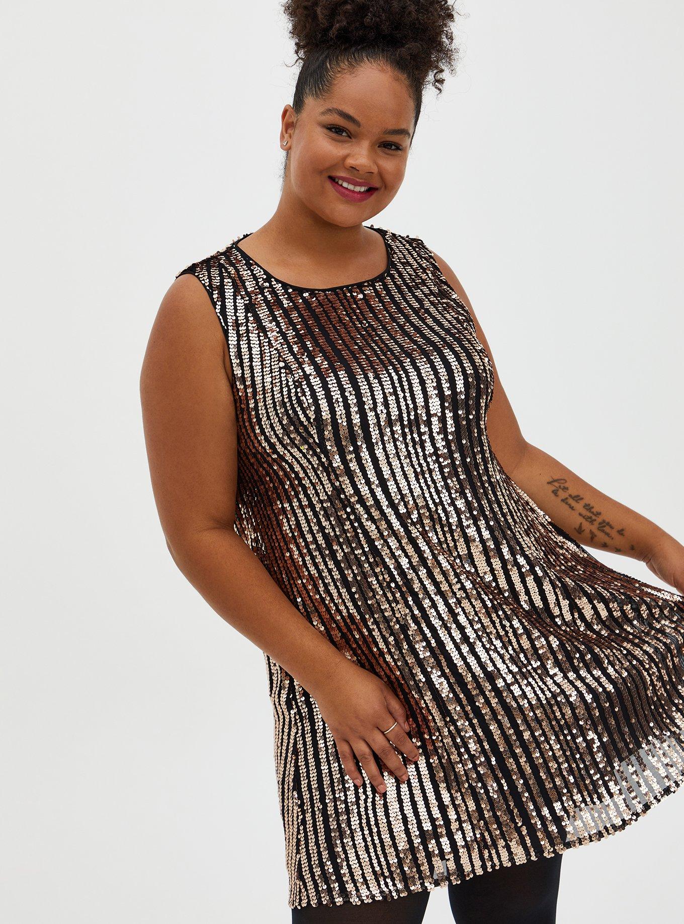 Mini Sequin Trapeze Dress, CHAMPANGE METALLIC, hi-res