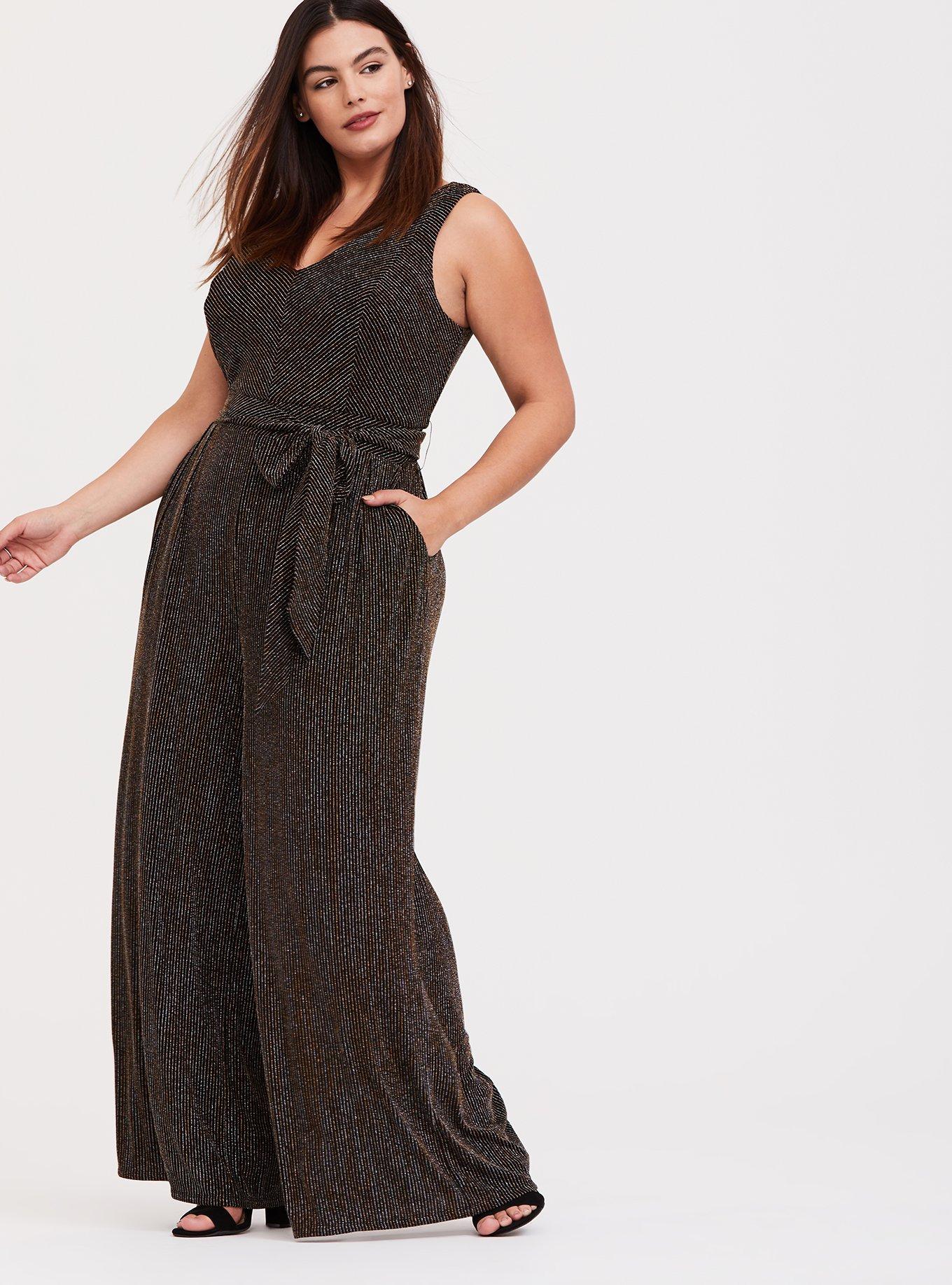 Black and gold store jumpsuit plus size