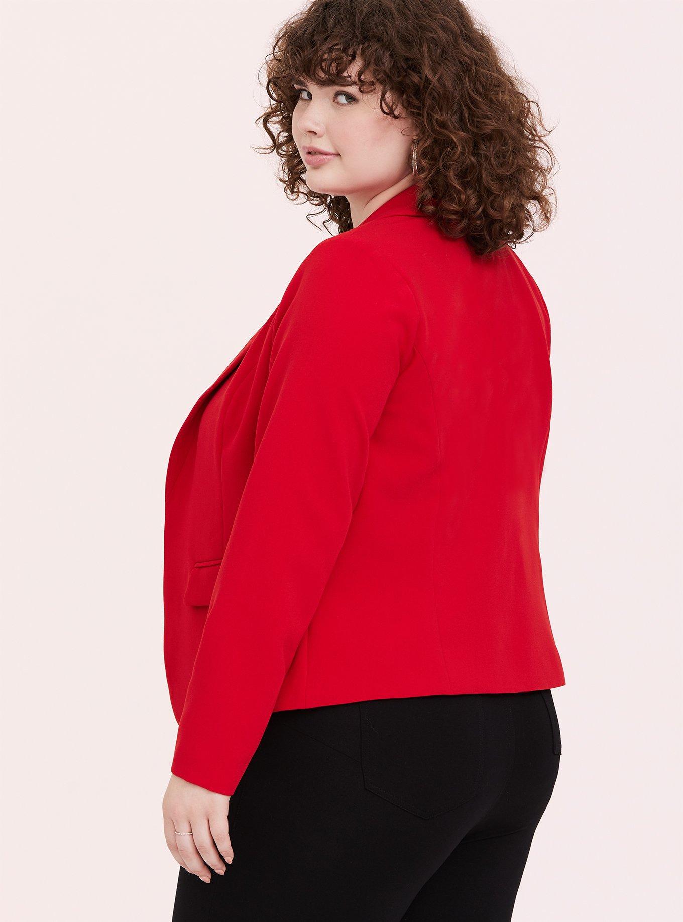 Red Open Front Blazer, BLOOD RED, alternate