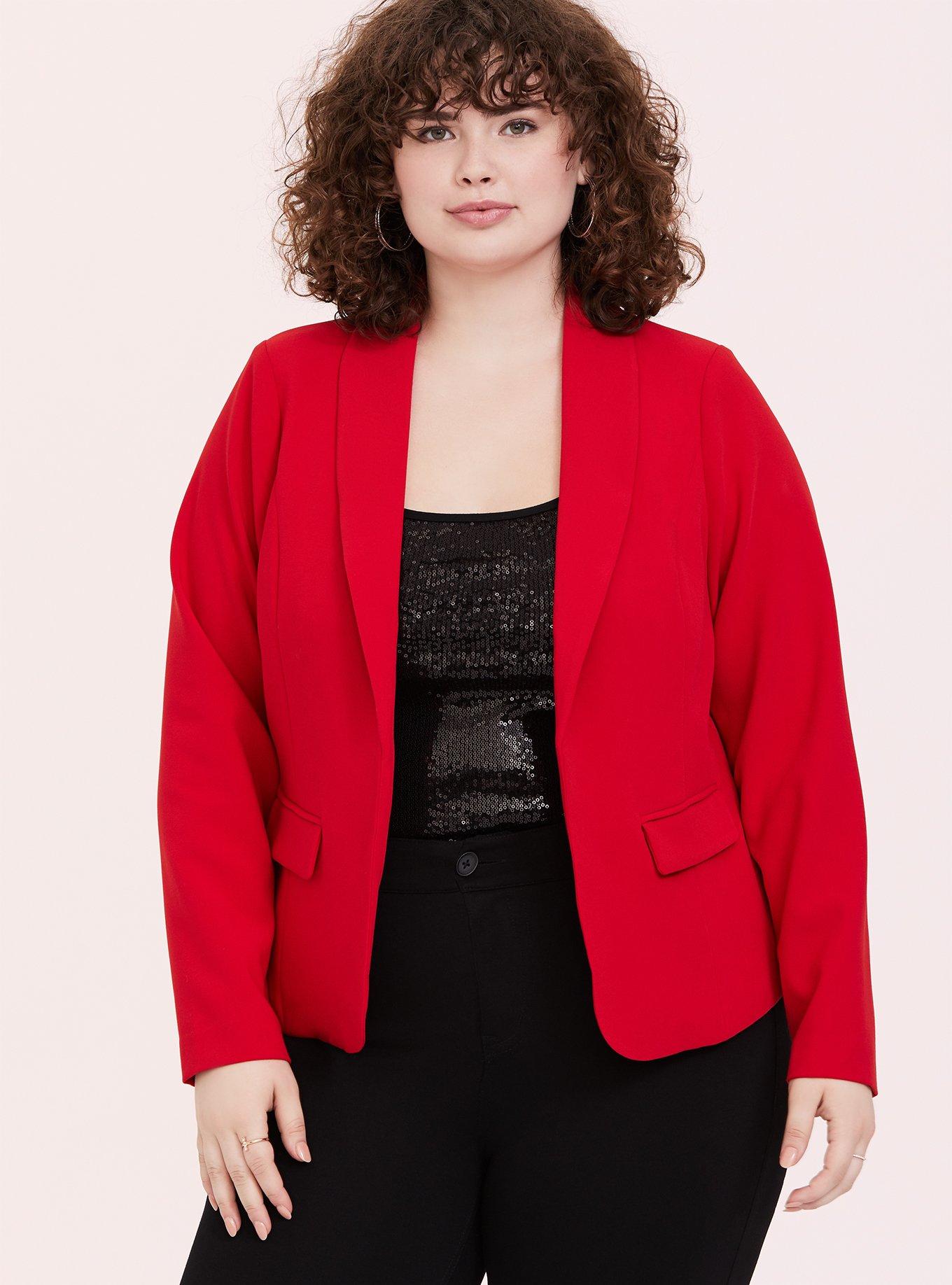 Shawl Neck Open Front Blazer & Pants Suit - Negative Apparel