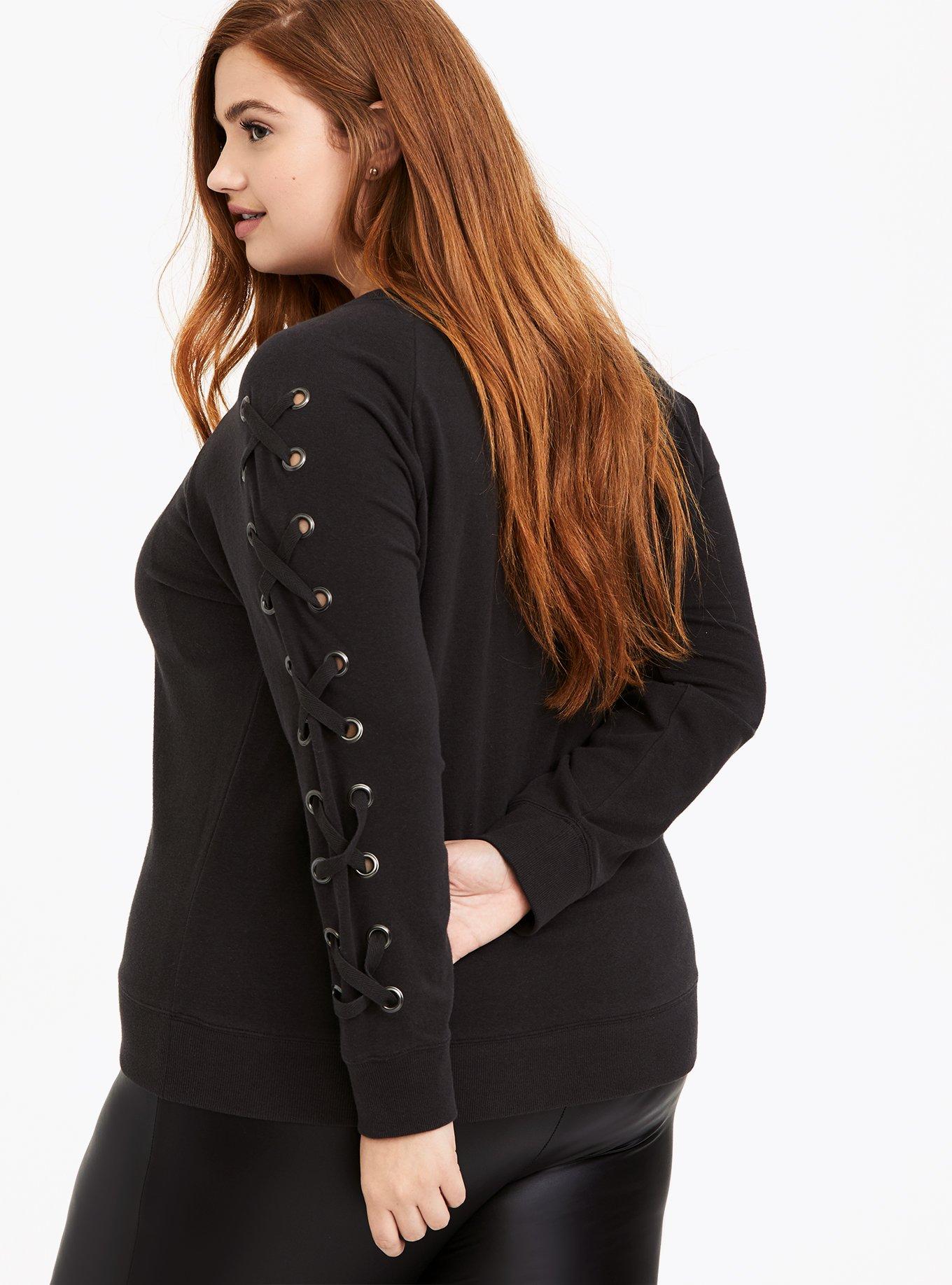 Lace up best sale sleeve sweatshirt