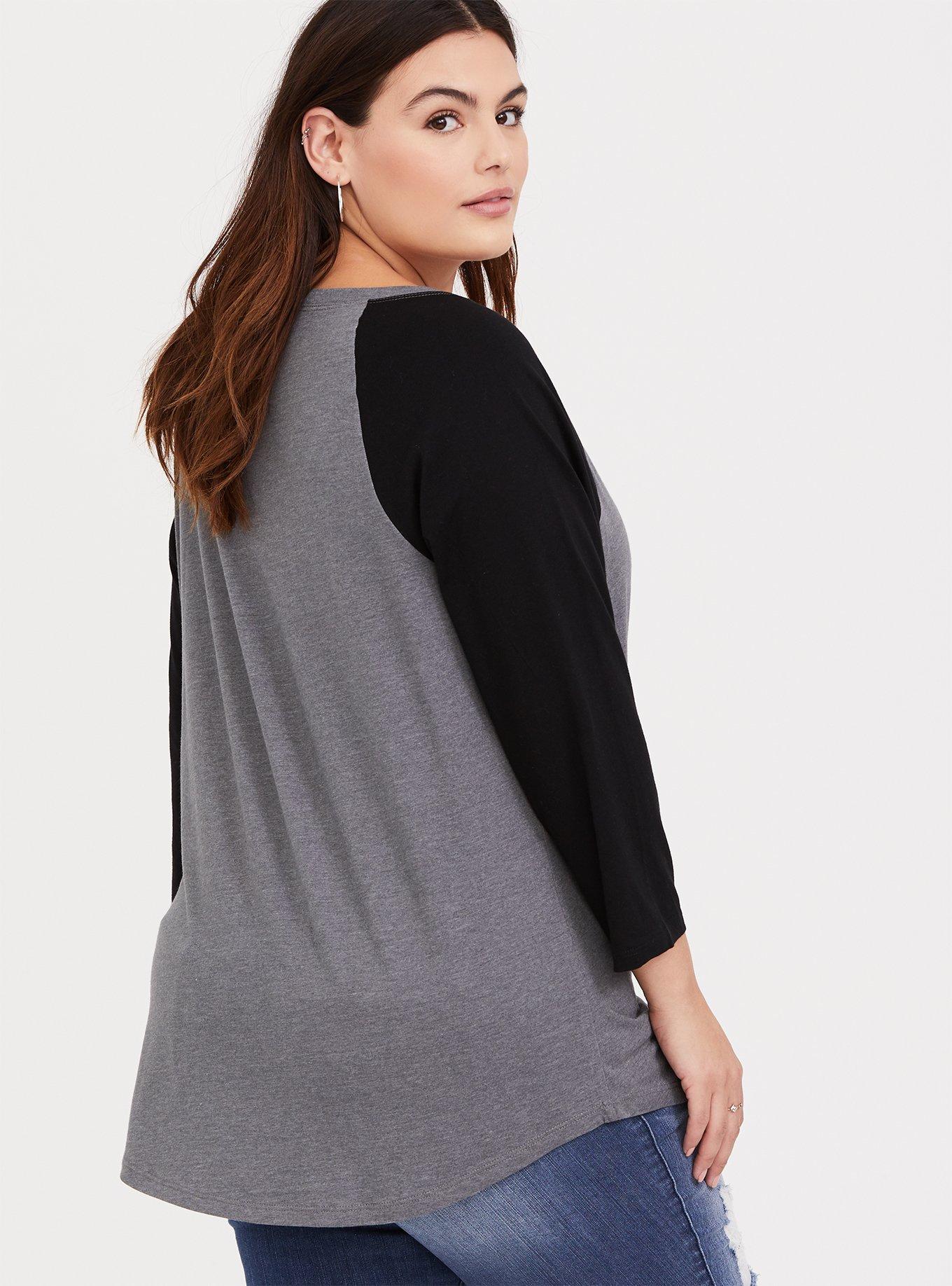 Peanuts Christmas Black & Grey Raglan Tee, MEDIUM HEATHER GREY, alternate