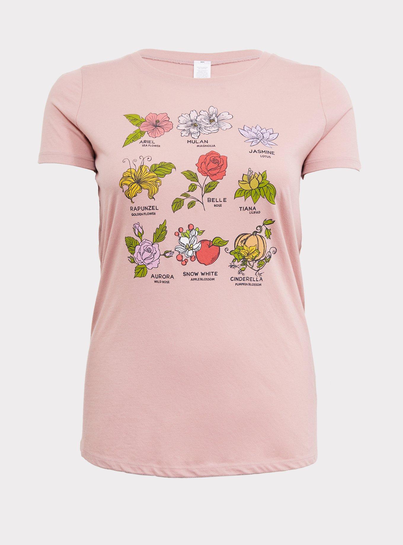 Disney Princess Dusty Pink Floral Crew Tee, , hi-res