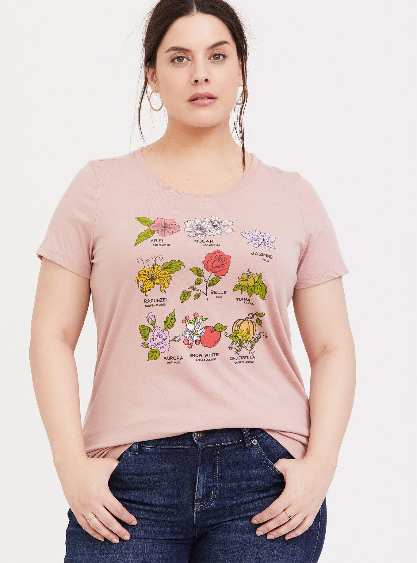 Disney Princess Dusty Pink Floral Crew Tee, , hi-res