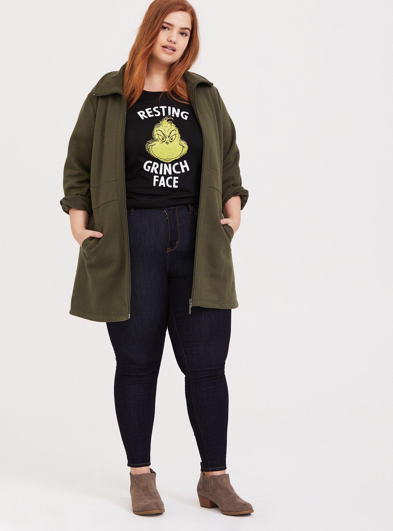 Dr. Seuss Resting Grinch Face Black Crew Tee, DEEP BLACK, alternate